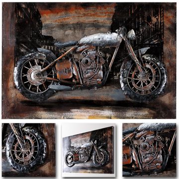 Home4Living Metallbild Wandbild 60 x 40 cm Relief Unikat Handmade, Motorcycle, 3D