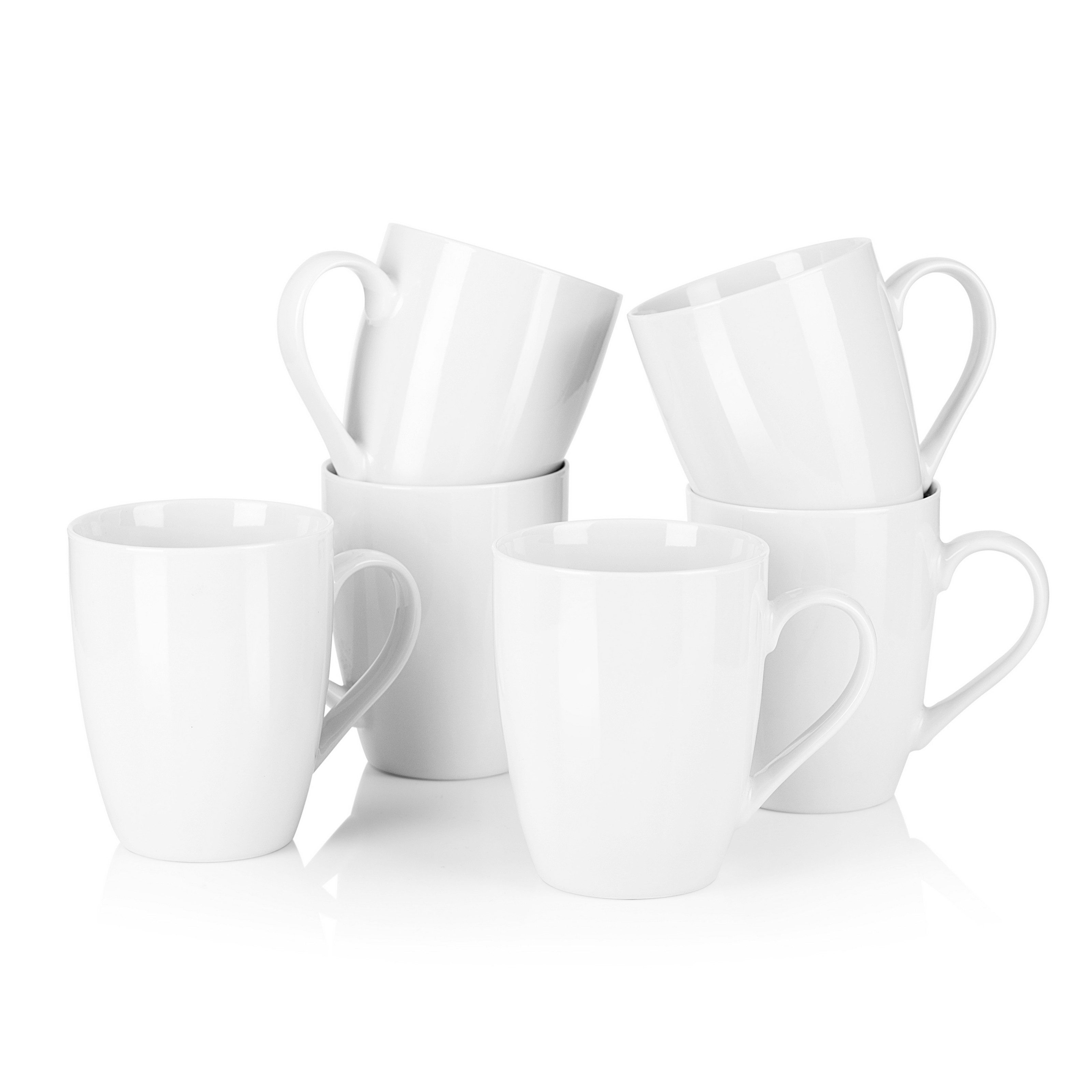 MALACASA Becher ELISA Porzellan Tassen-Set für 6, Grauweiß, 6-tlg., Porzellan