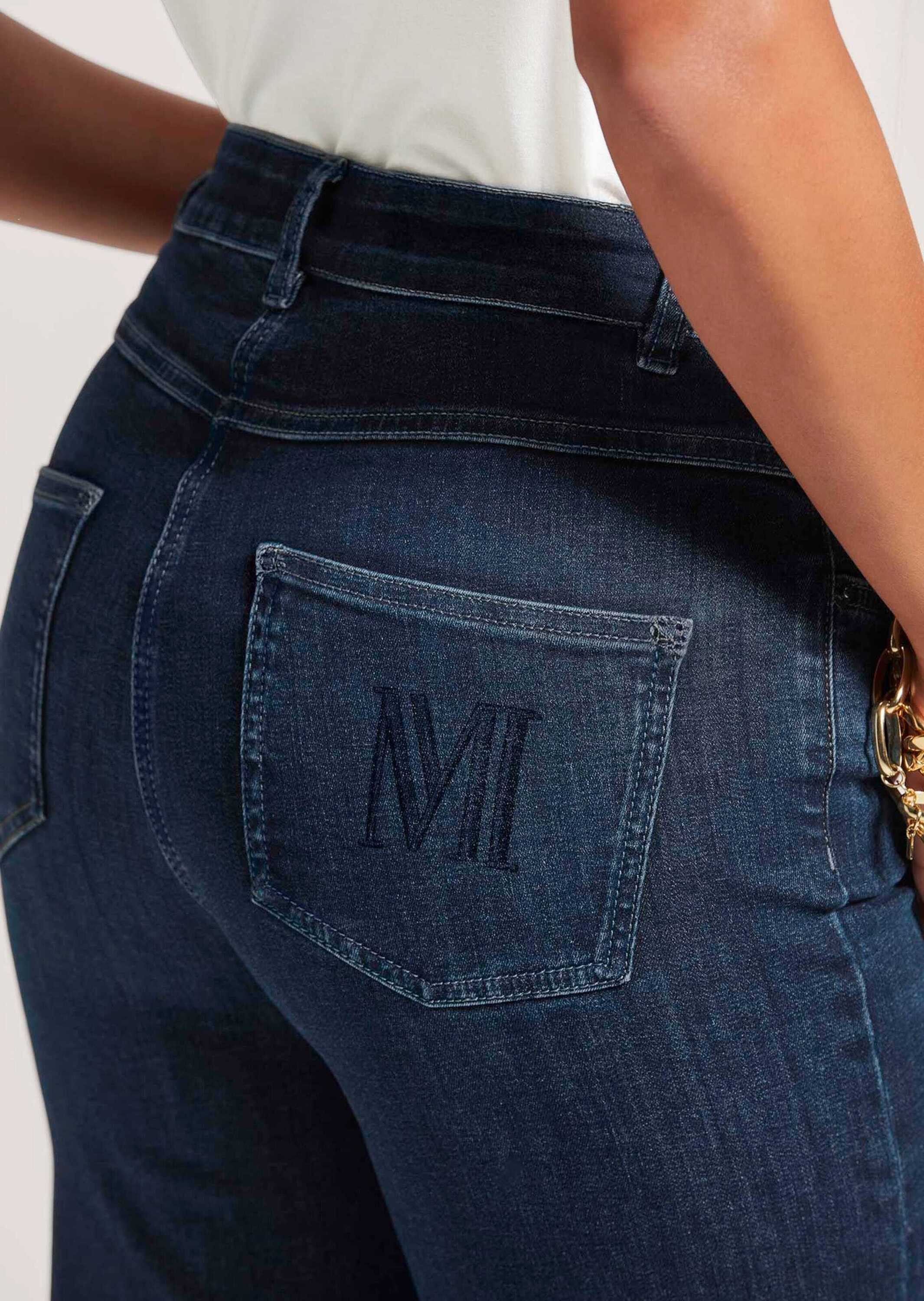 MADELEINE Gerade Jeans Schmale Jeans im Five-Pocket-Style Basichose mit Formbund, Gürtelschlaufen und Knöchellang