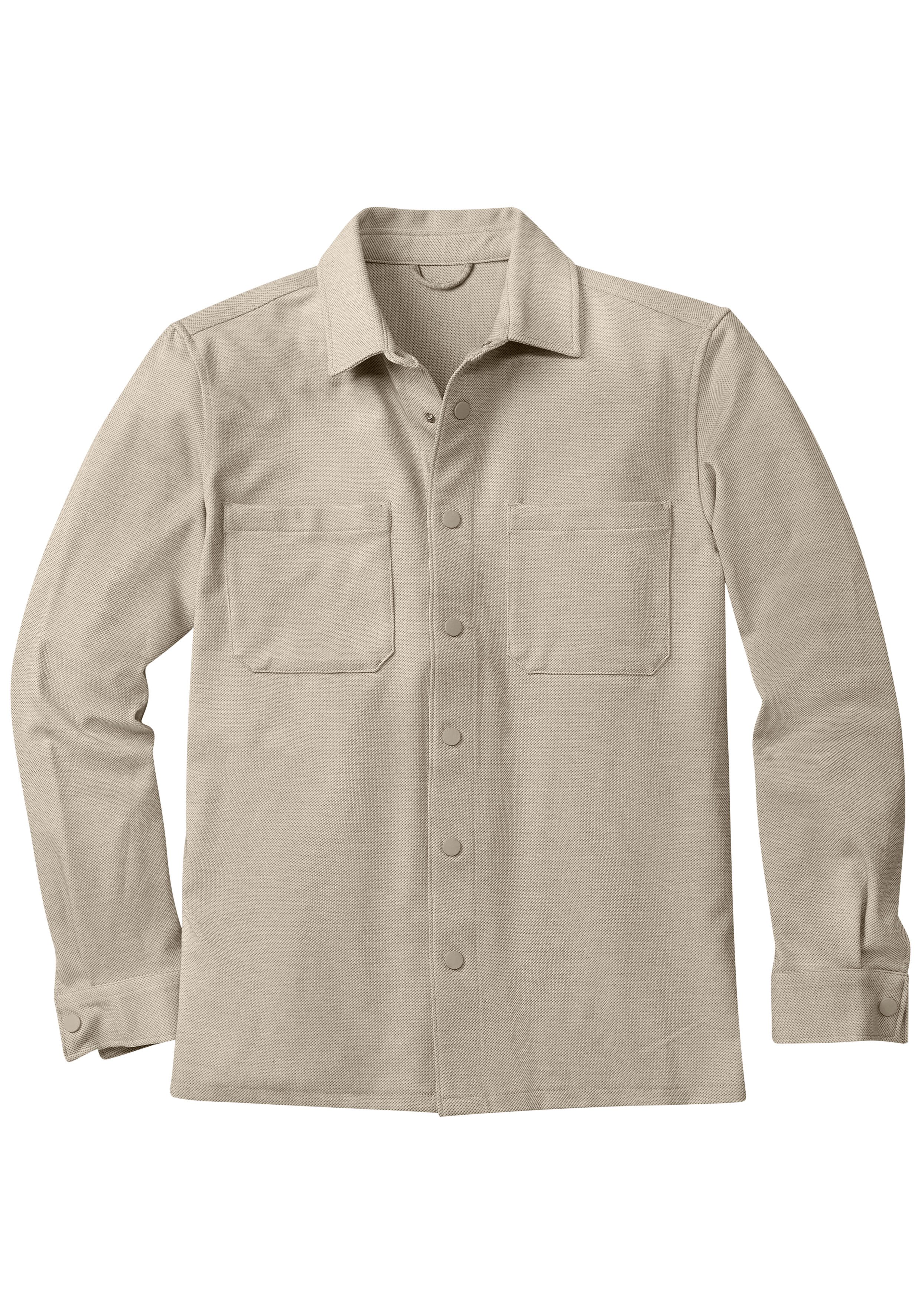 John Devin Hemdjacke, Overshirt aus weicher Piqué-Qualität, Knopfleiste mit Druckknöpfen