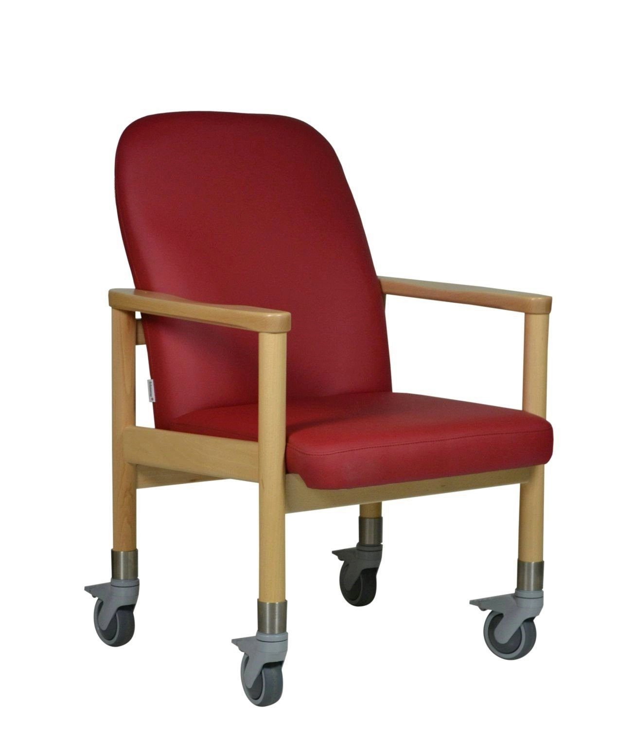 Devita Stuhl Pflegestuhl Trippelstuhl Seniorenstuhl LÜBECK große Rollen bis 120 kg (kein Set) Kunstleder Cherry | Stühle