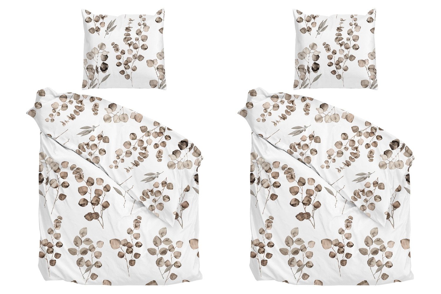 Heckett and Lane Bettwäsche 2er Set NOVI, 135 x 200 cm, Beige, Weiß, 4-teil günstig online kaufen