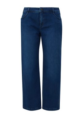 TRIANGLE Stoffhose Jeans Straight / Mid Rise Label-Patch, Waschung