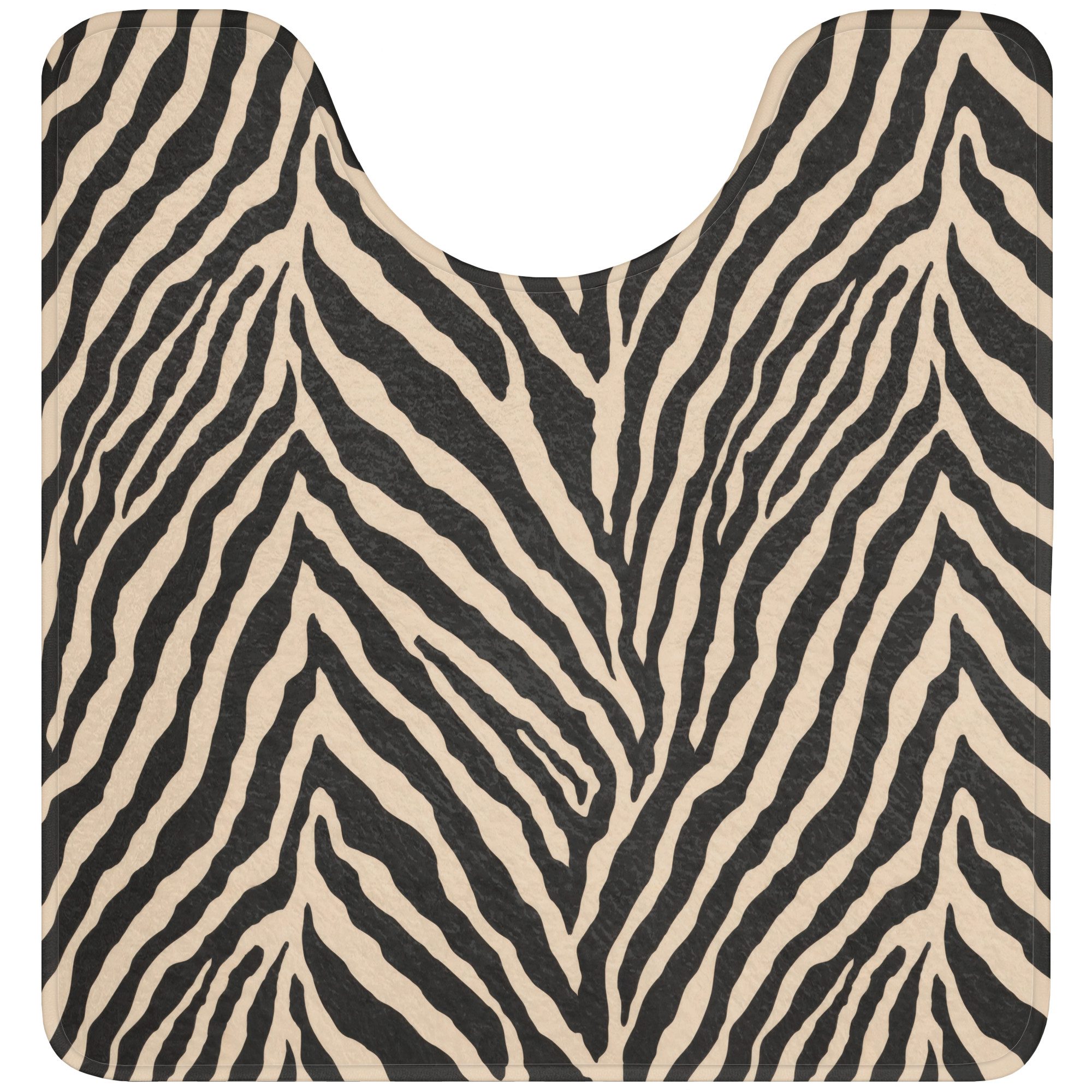 OnlyWow WC-Vorleger Zebra - Klassisch - Schwarz, Höhe 10 mm, Polyester, U-Form, Vorleger mit Ausschnitt, Toilettenvorleger, Toilettenteppich