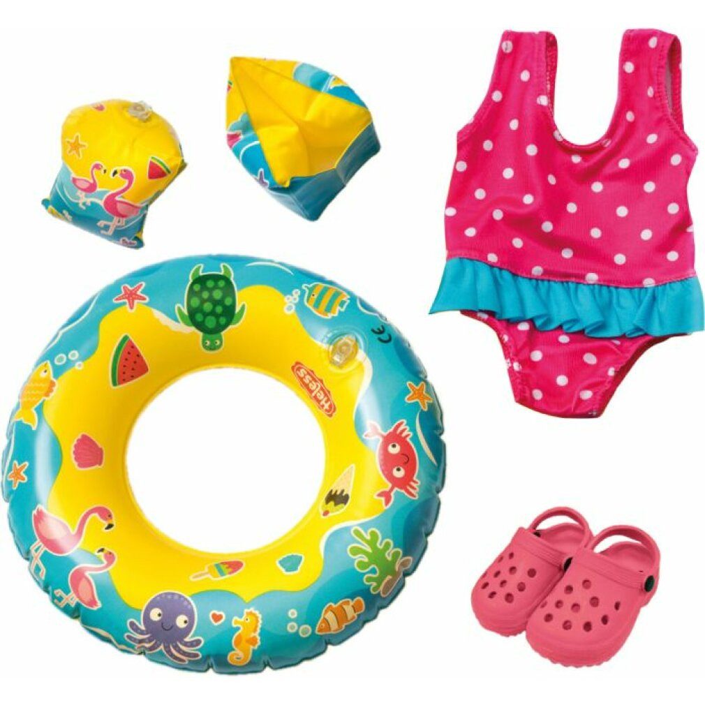 Heless Puppenhausmöbel 88 - Swim Set For Dolls, Swimsuit, Clogs, Swim Ring günstig online kaufen