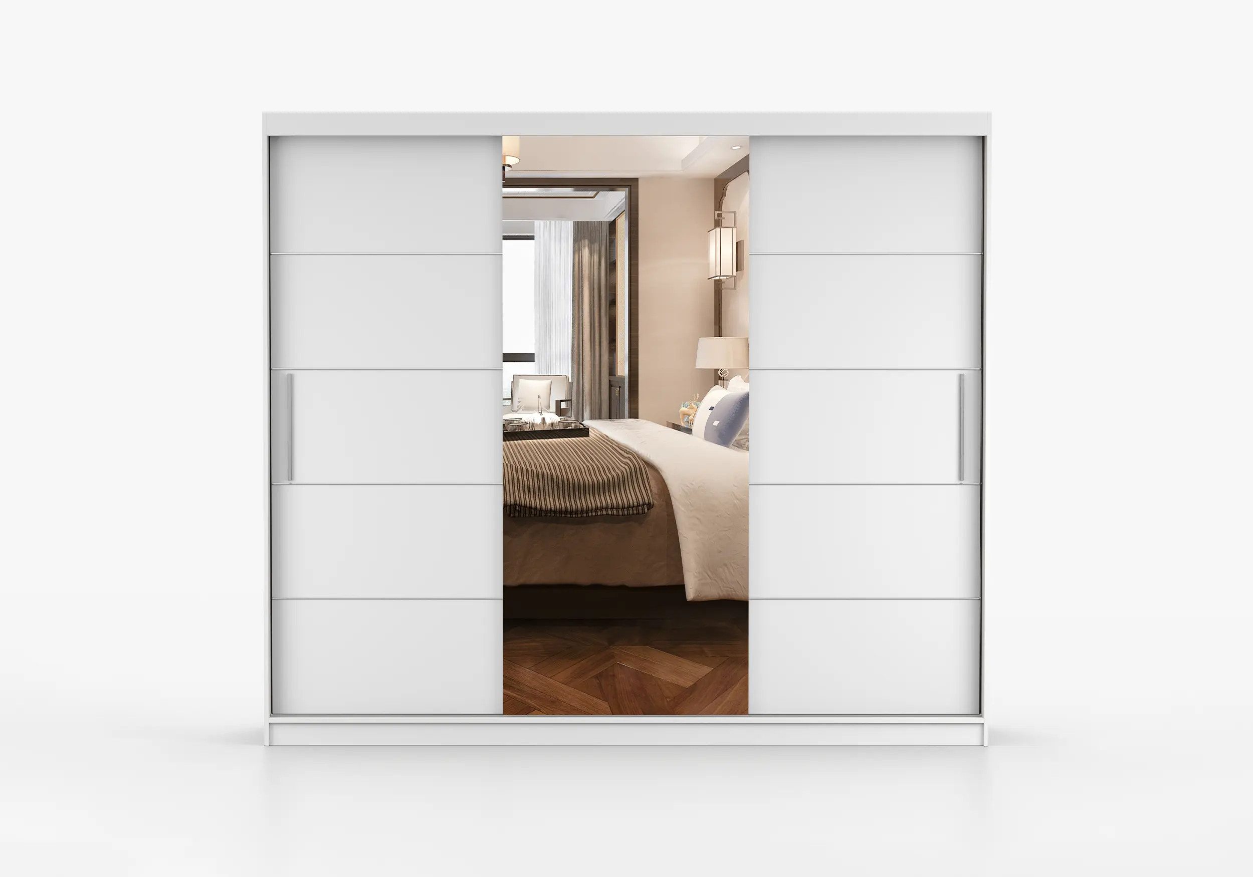 imoebel24 Schwebetürenschrank ALBA I 250 cm - Weiss Matt / Weiss Matt günstig online kaufen