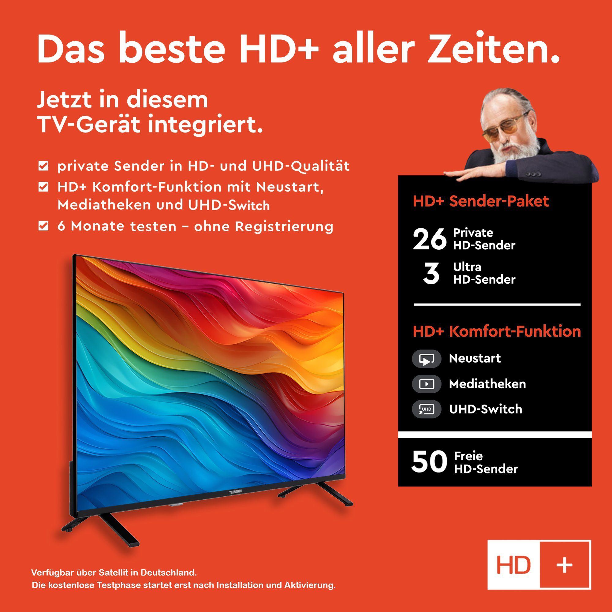 Telefunken XF43SN750S LCD-LED Fernseher (108 cm/43 Zoll, Full HD, Smart TV,  Triple-Tuner, HDR, 6 Monate HD+ inklusive) | Fernseher & Zubehör