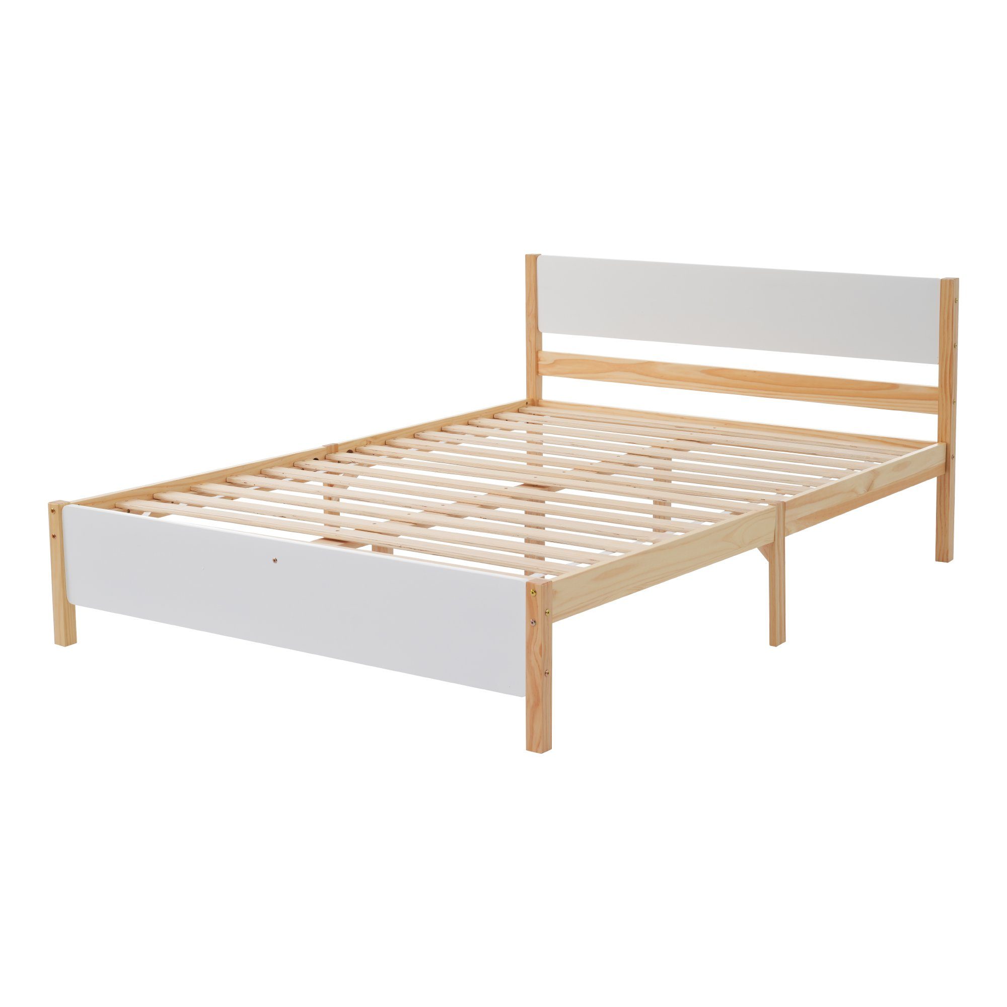 Massivholzbett, Doppelbett mit Kopfteil und Lattenrost, Futonbett 140x200cm