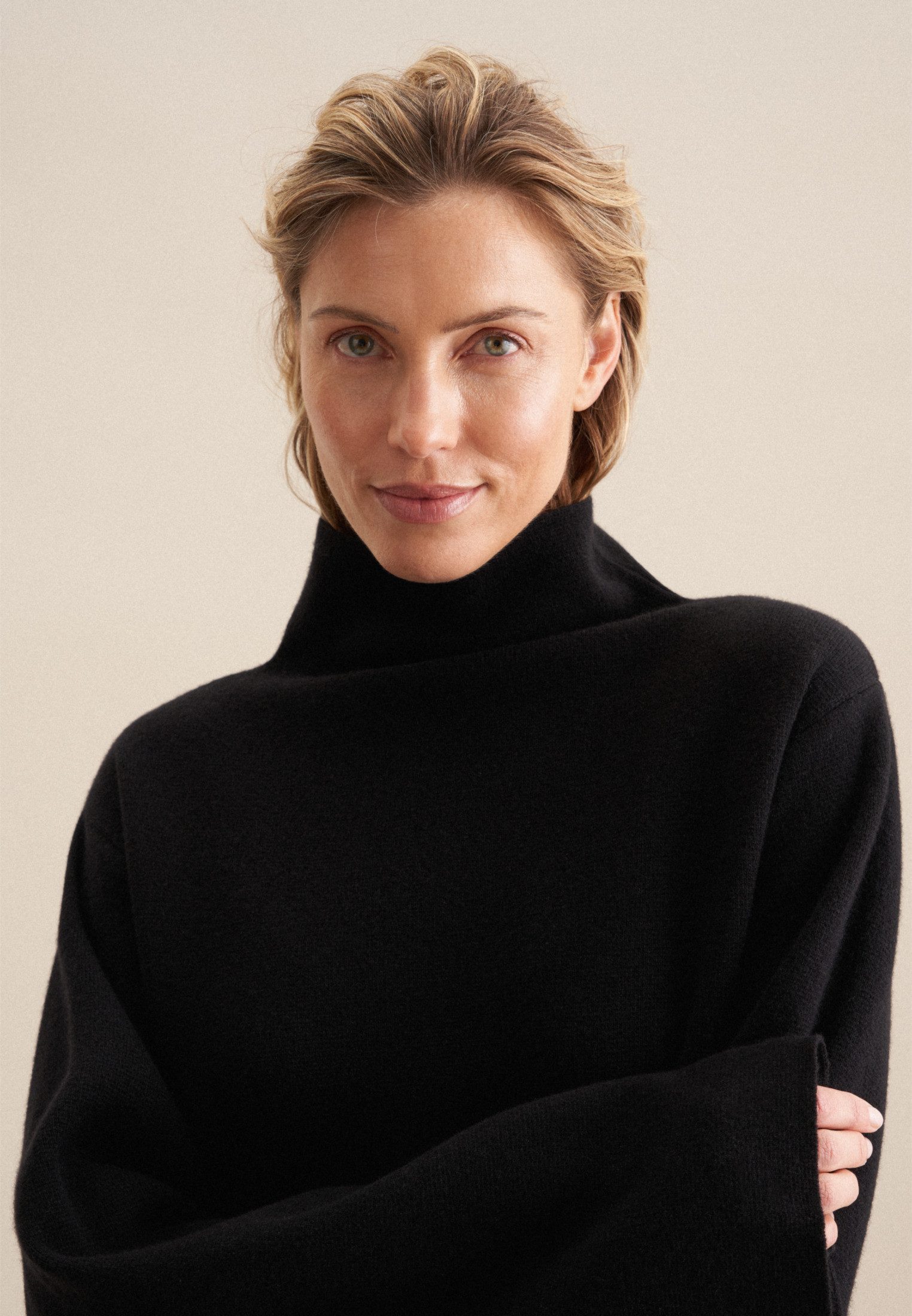 seidensticker Strickpullover Schwarze Rose 1/1 Turtleneck