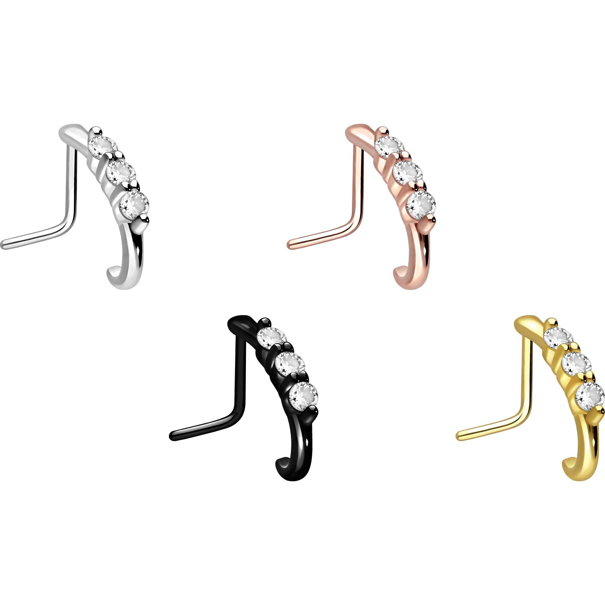 PIERCINGLINE Nasenpiercing Chirurgenstahl Nasenstecker 3 GROSSE KRISTALLE (Nasenstecker, 1-tlg)