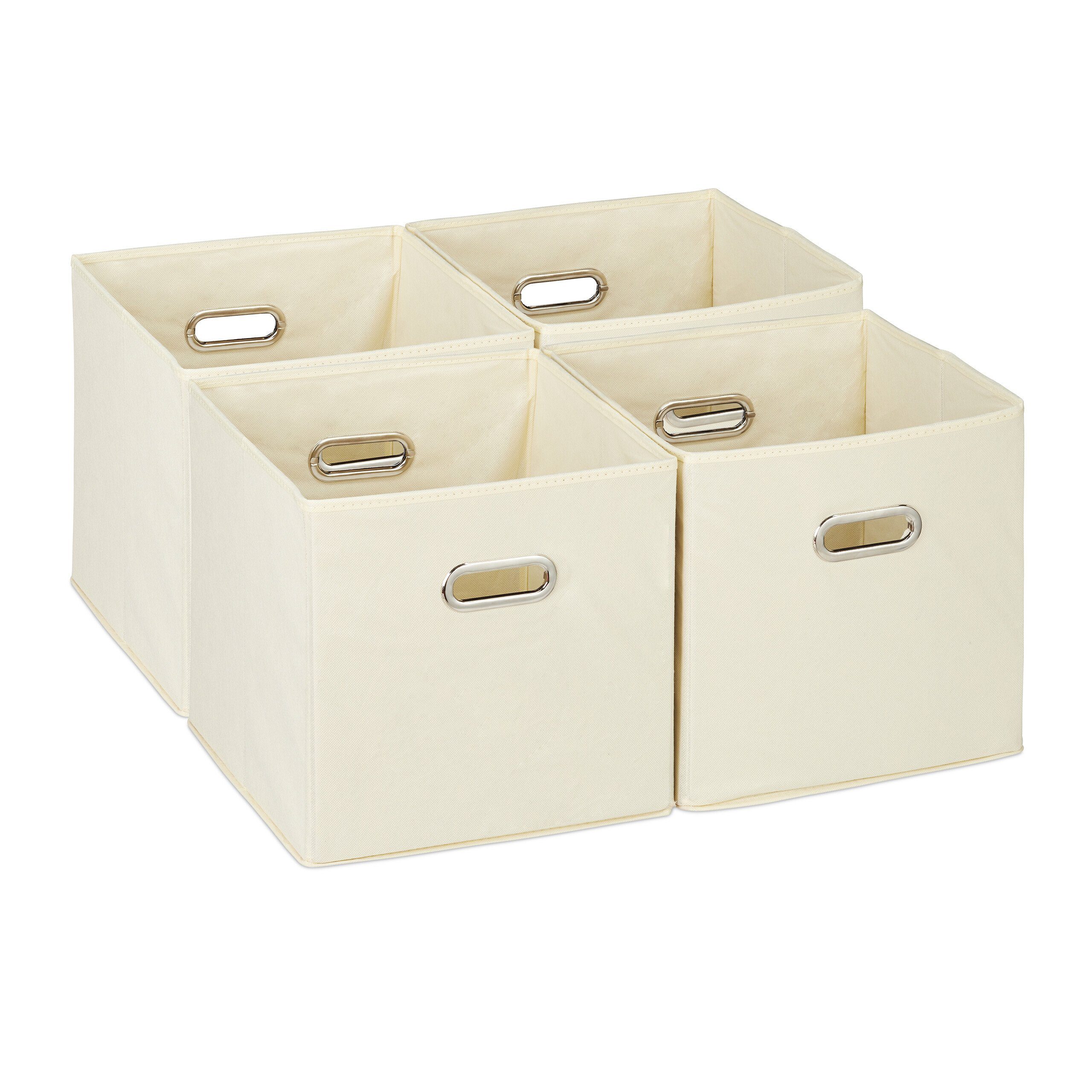 relaxdays Aufbewahrungsbox Aufbewahrungsbox im 4er Set, Beige