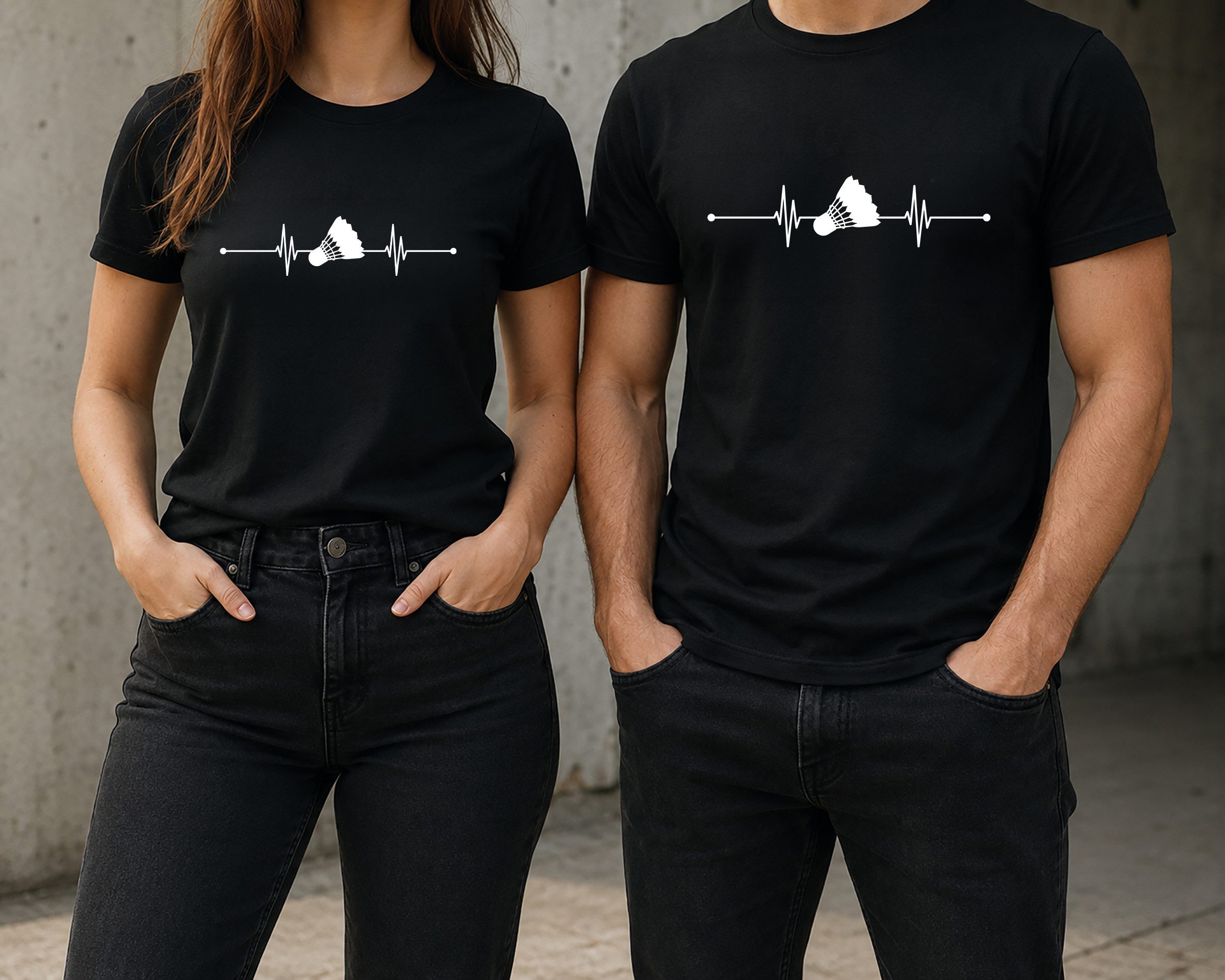 MyDesign24 T-Shirt Badminton Herschlaglinie print Shirt EKG Badminton T-Shirt schwarz kurzarm Regular Fit i563