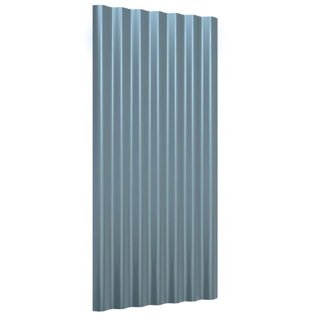 vidaXL Deckenplatten Dachpaneele 12 Stk. Verzinkter Stahl Grau 80x36 cm, (12-tlg)