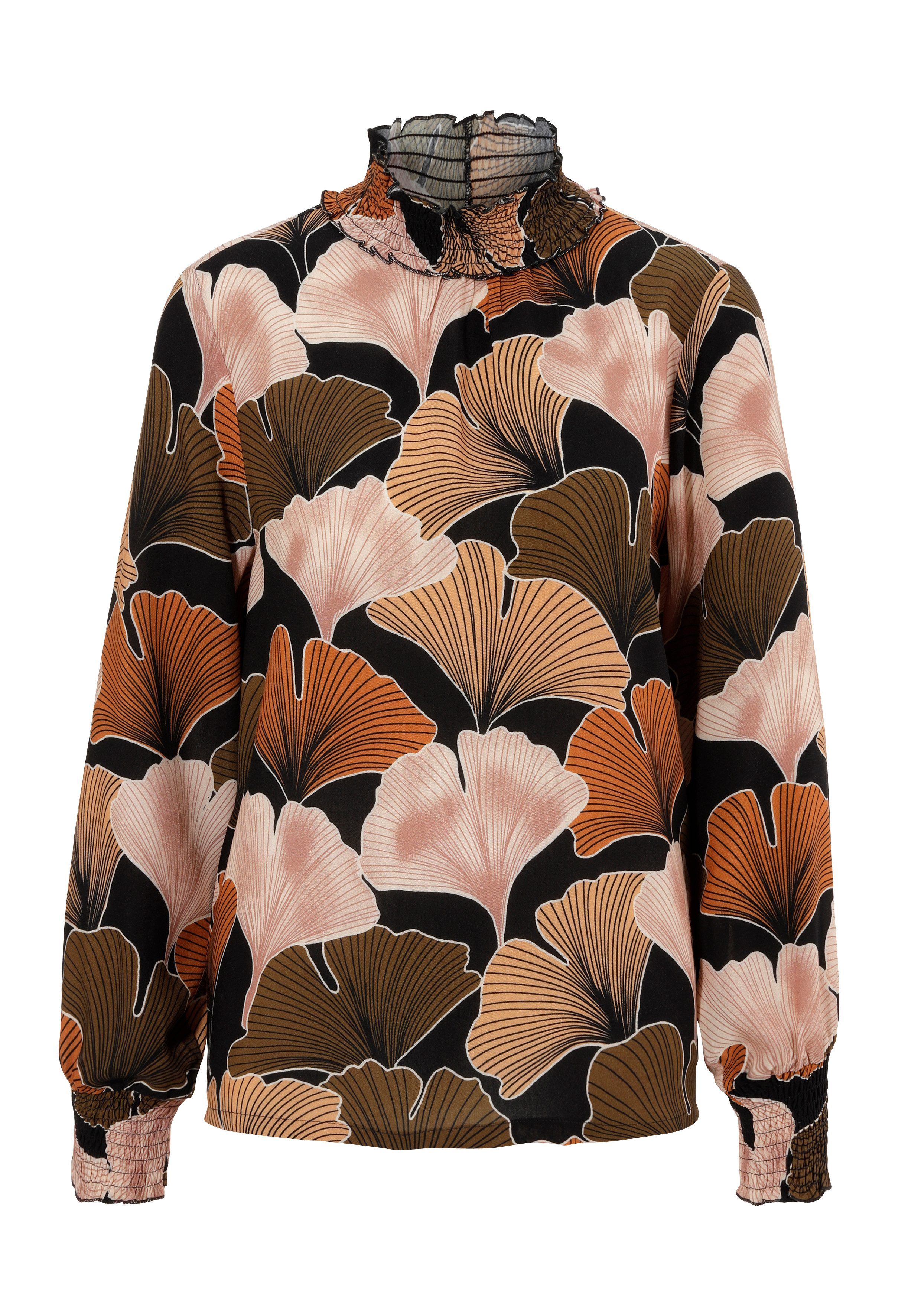 Aniston CASUAL Schlupfbluse mit erdfarbenen, großflächigen Blättern bedruckt