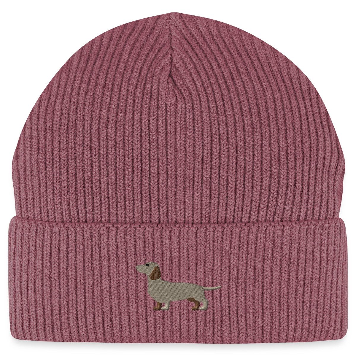 Spreadshirt Beanie Dackel Stickerei Fisherman Beanie Bio Mütze (1-St) günstig online kaufen