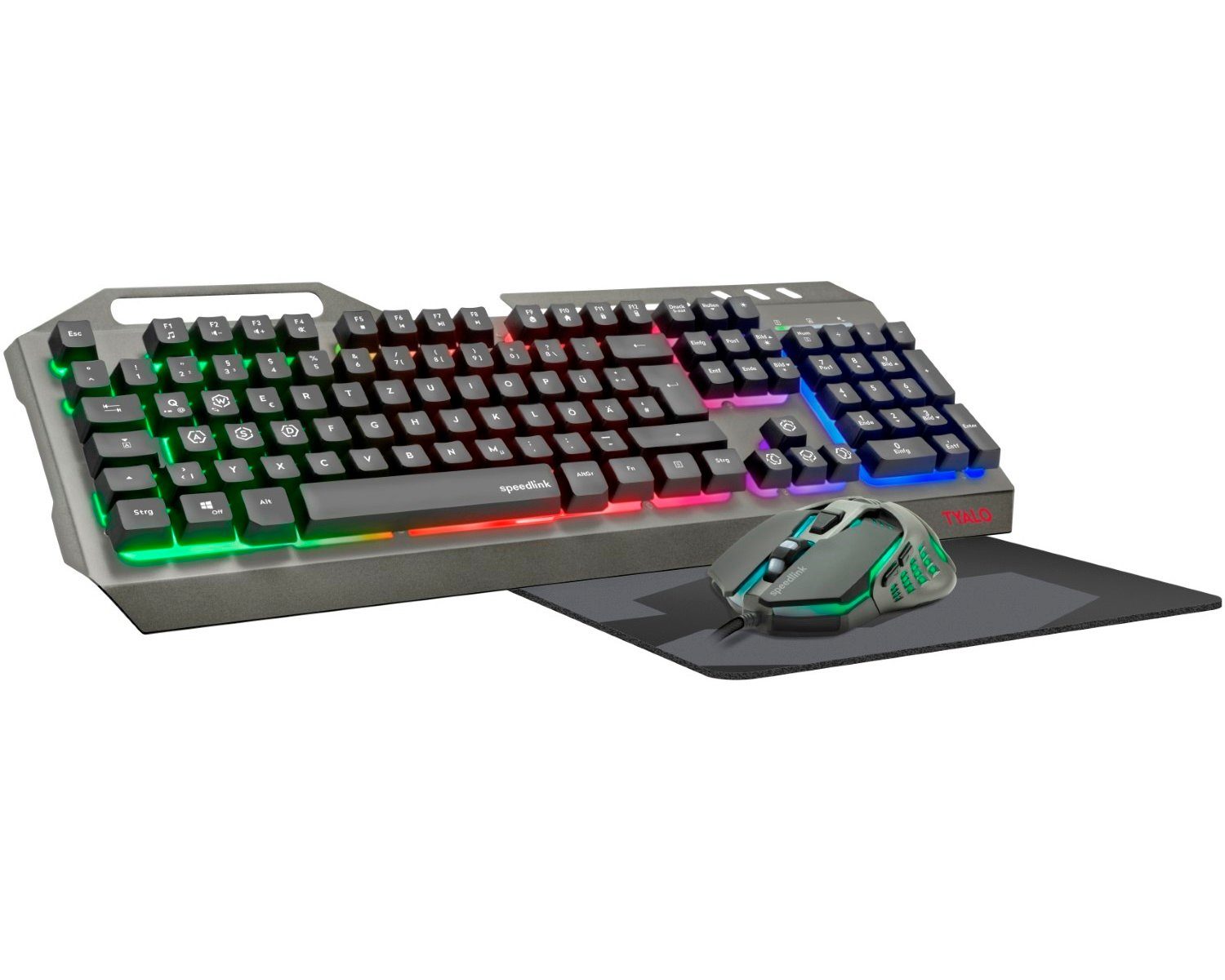 Speedlink Mauspad TYALO Illuminated Gaming Deskset DE Layout, RGB Beleuchtung, Gamer Keyboard, Smartphone-Halterung, Anti-Ghosting