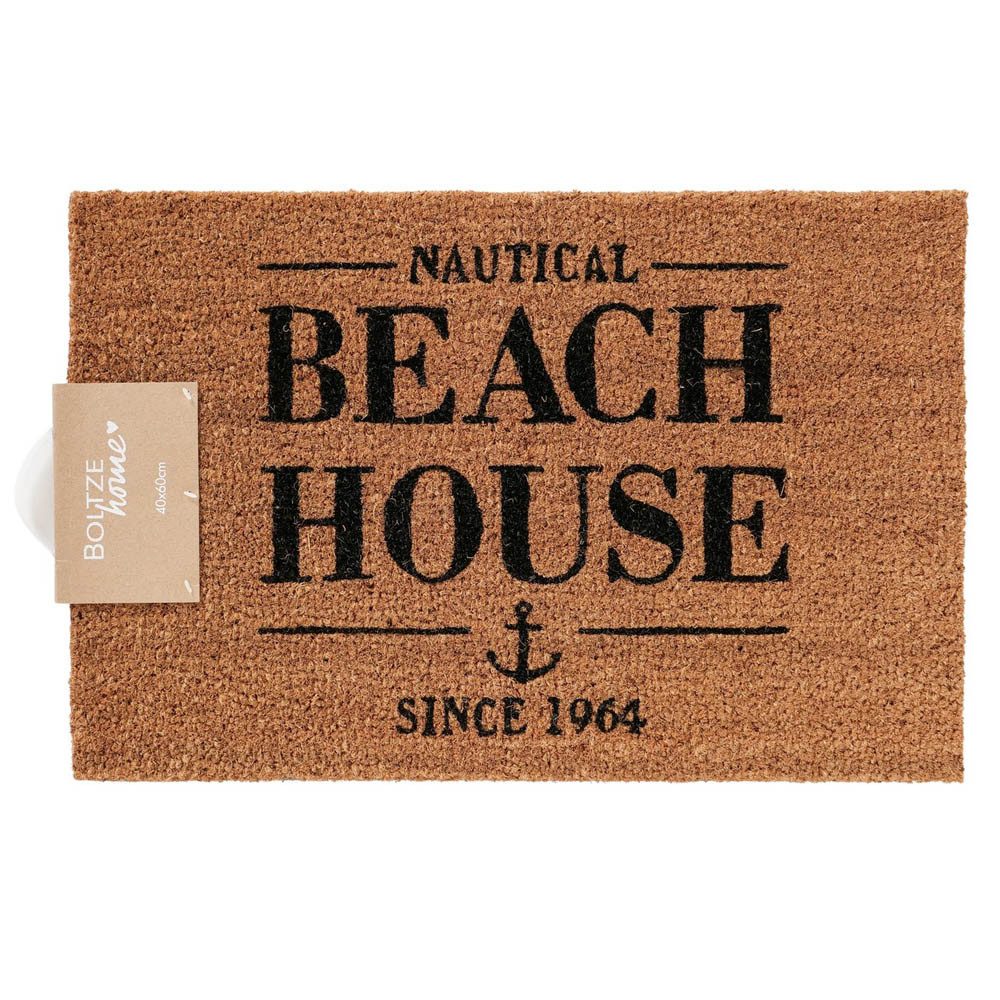 BOLTZE Fußmatte Fußmatte BEACH HOUSE natur schwarz nautic maritime Türdeko Kokos PVC 6, rechteckig