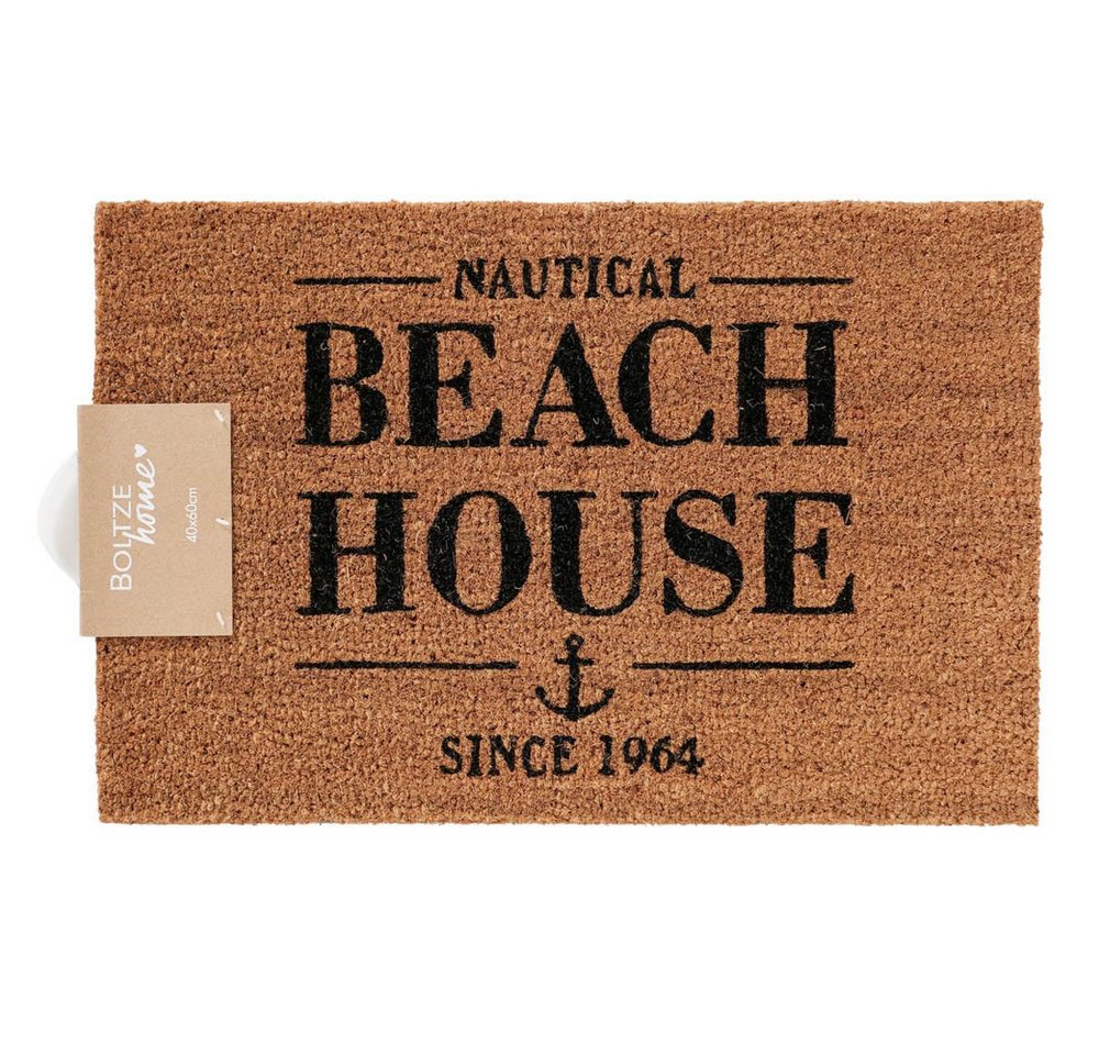 BOLTZE Fußmatte Fußmatte BEACH HOUSE natur schwarz nautic maritime Türdeko Kokos PVC 6
