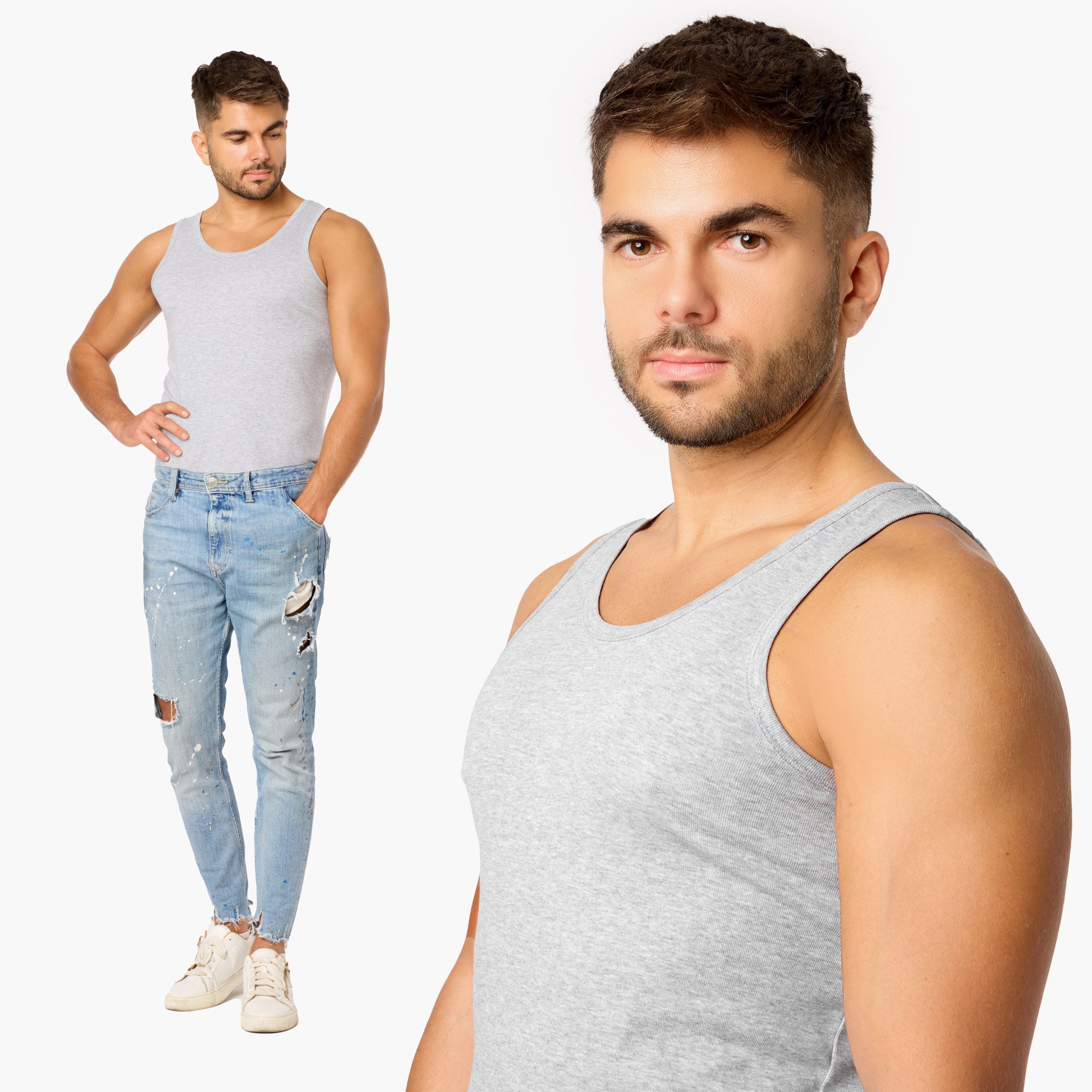 Ladeheid Unterhemd Tanktop Herren Baumwolle Set 3 Stück LA40-258 (Set, 3er-Pack) – Bild 5 von 5