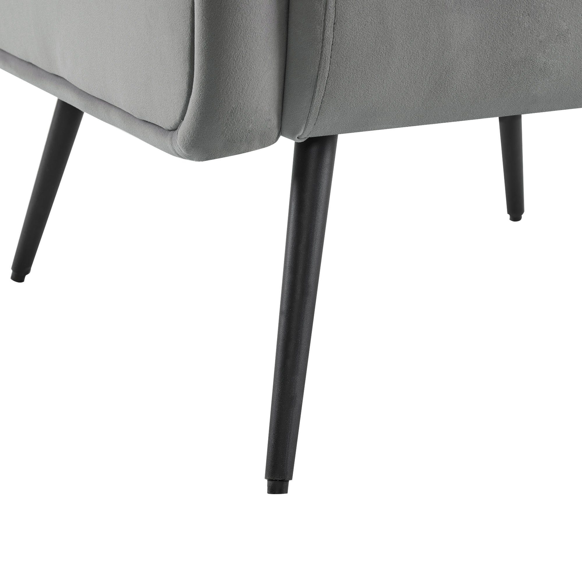 Rückenlehne, hoher Wohnzimmer-Relaxsessel Sessel Samtstuhl Rückenlehne, im mit Freizeitsessel, mit (Einzelsessel WISHDOR modernen mit Samtstuhl grau Metallbeinarmlehne, Stil), Polstersessel Samtstuhl, hoher