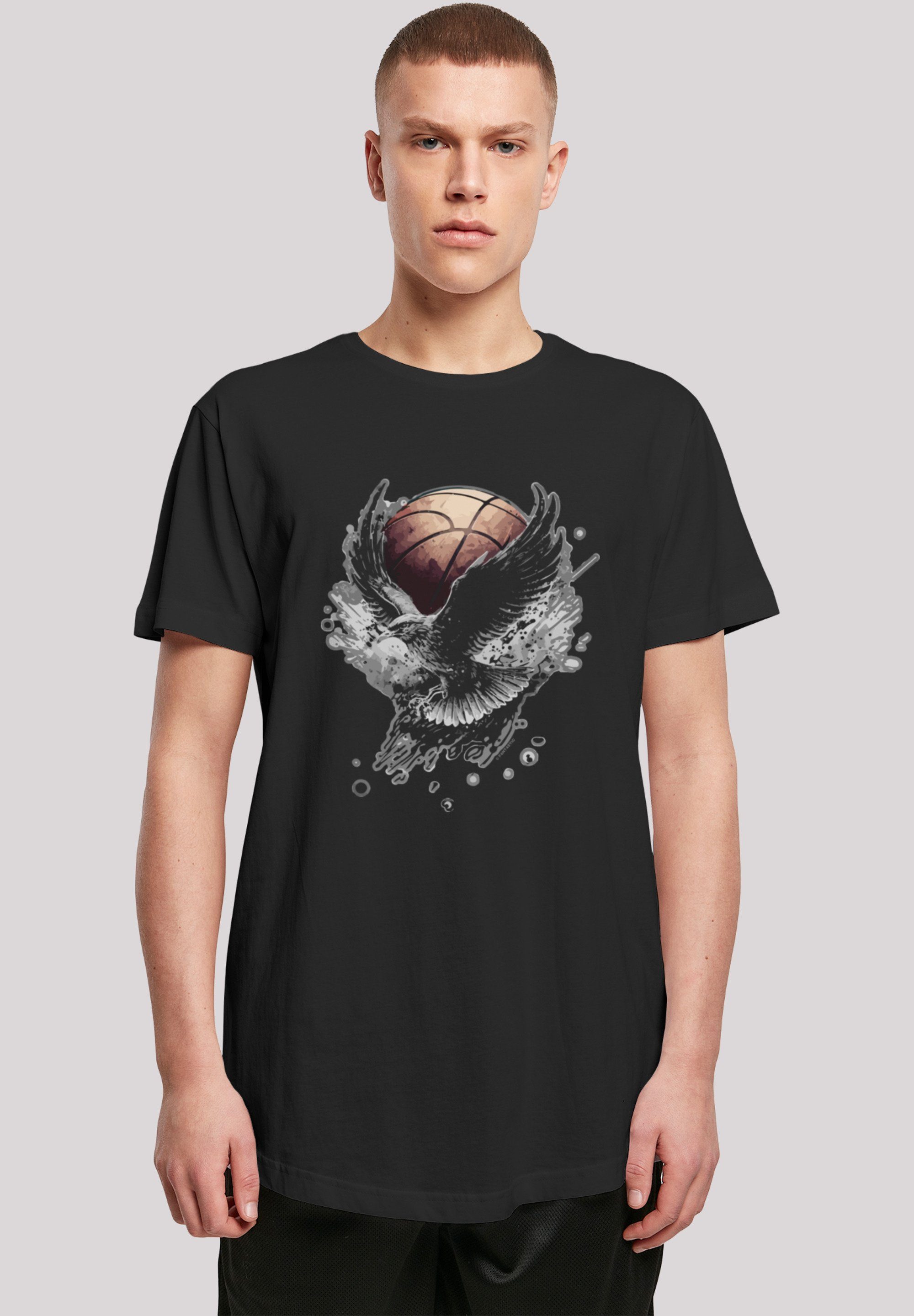 Sehr Print, T-Shirt Basketball Tragekomfort F4NT4STIC hohem weicher mit Baumwollstoff Adler