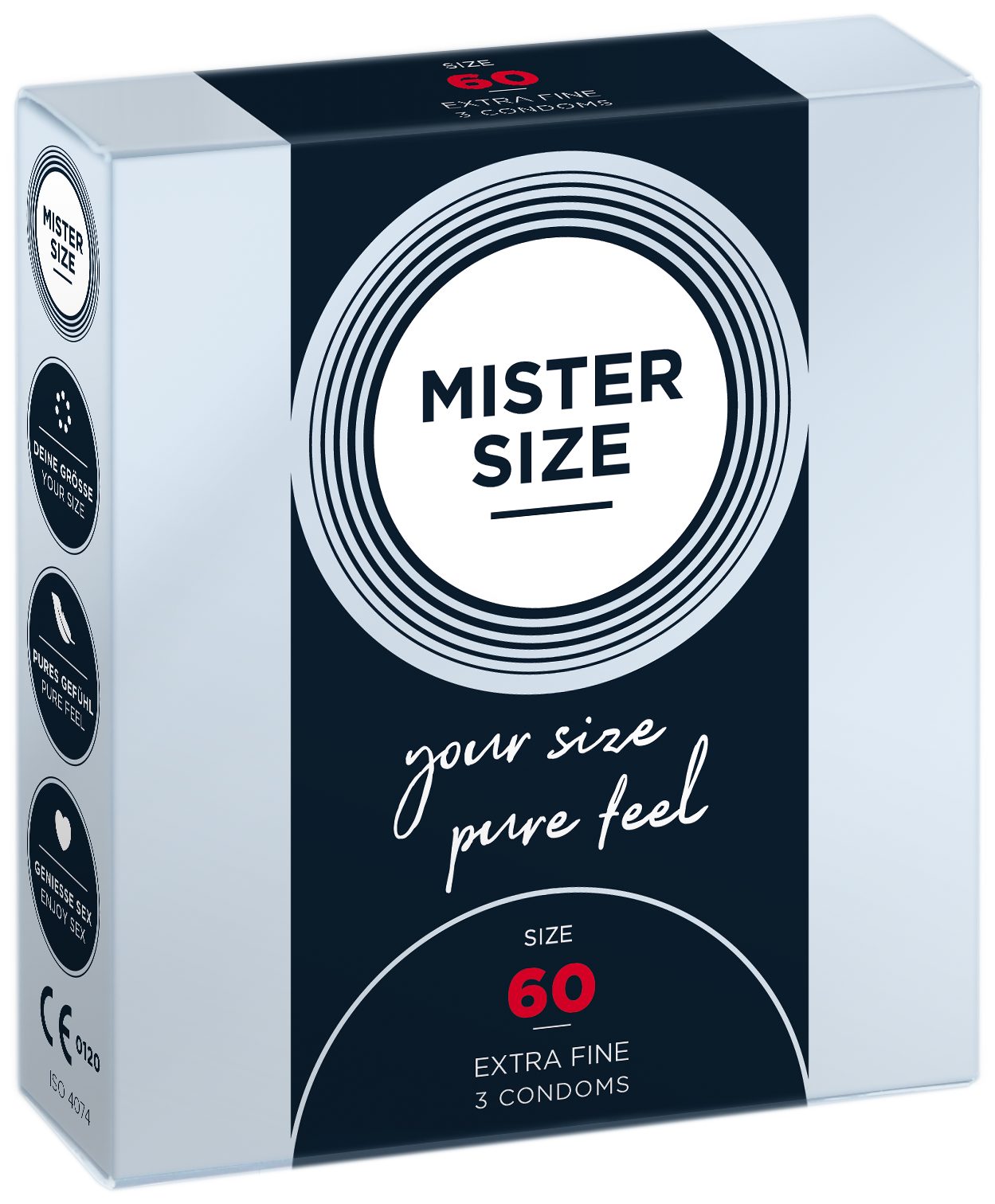 MISTER SIZE Kondome 3 Stück, Nominale Breite 60mm, gefühlsecht & feucht
