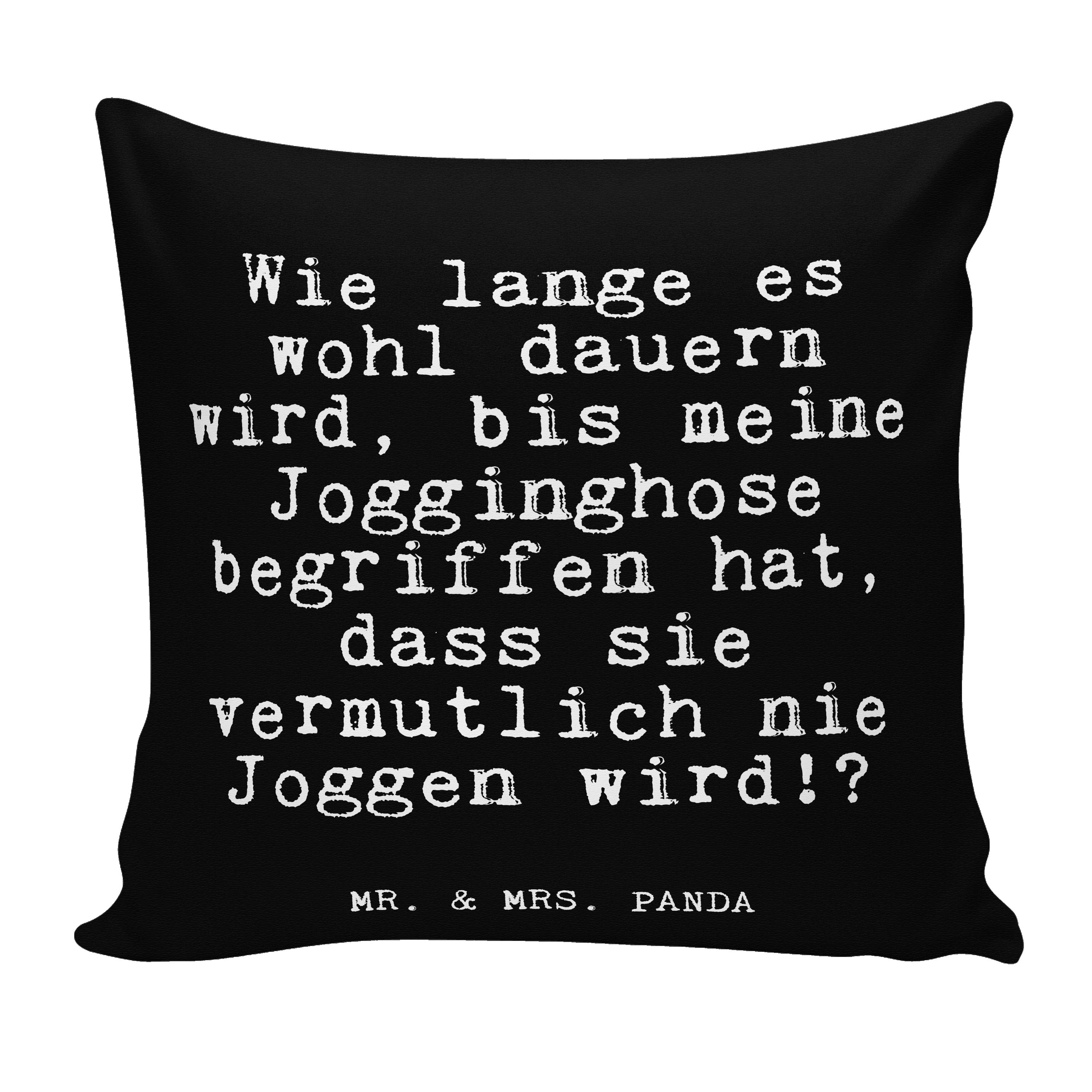 Mr. & Mrs. Panda es Schwarz Geschenk, Dekokissen wohl... - Sprüche, Wie lustig, - lange Dekokisse