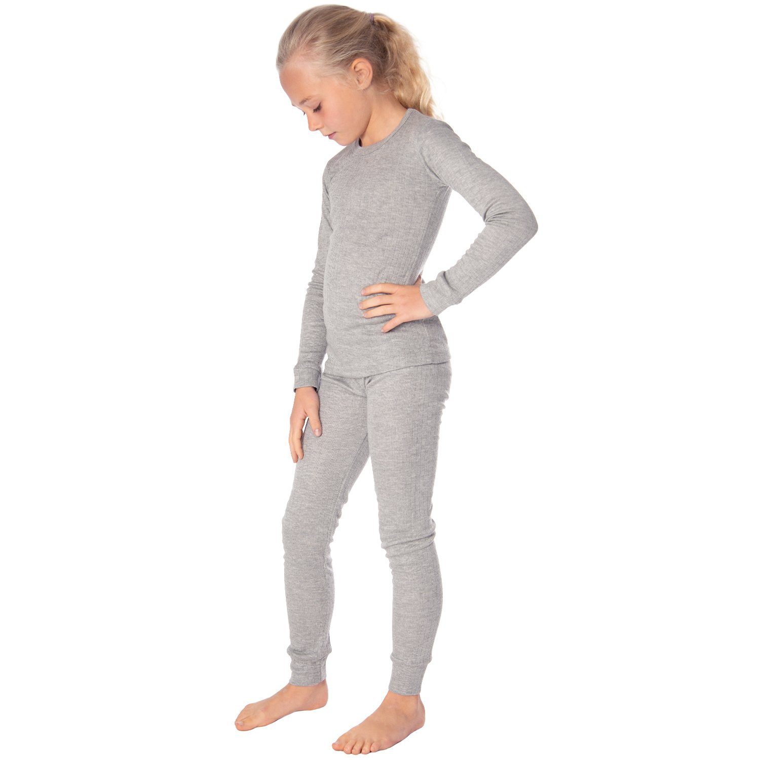 Unterhose Grau Thermounterhemd Set Thermounterwäsche cuddle Snake (2-St) Kinder + Black Unterhemd