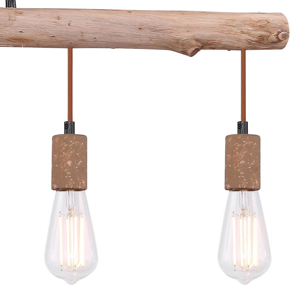 Leuchtmittel Lampe Pendel inklusive, LED Warmweiß, Decken Holz Pendelleuchte, Farbwechsel, Retro Hänge Fernbedienung dimmbar etc-shop