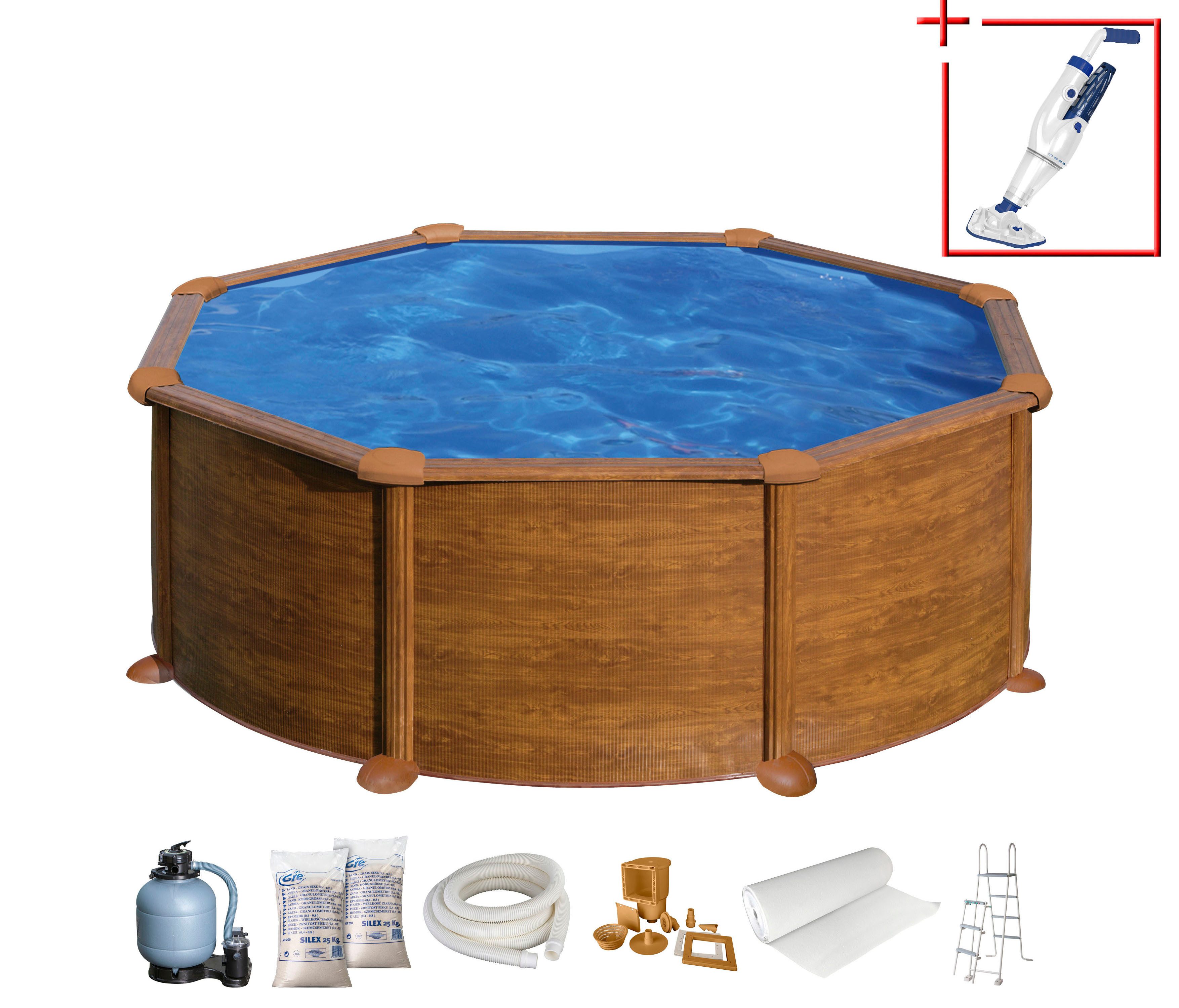 Gre Rundpool Mauritius inkl. Zubehör (Komplett-Set, 7-tlg), Höhe: 132 cm, in versch. Größen erhältlich