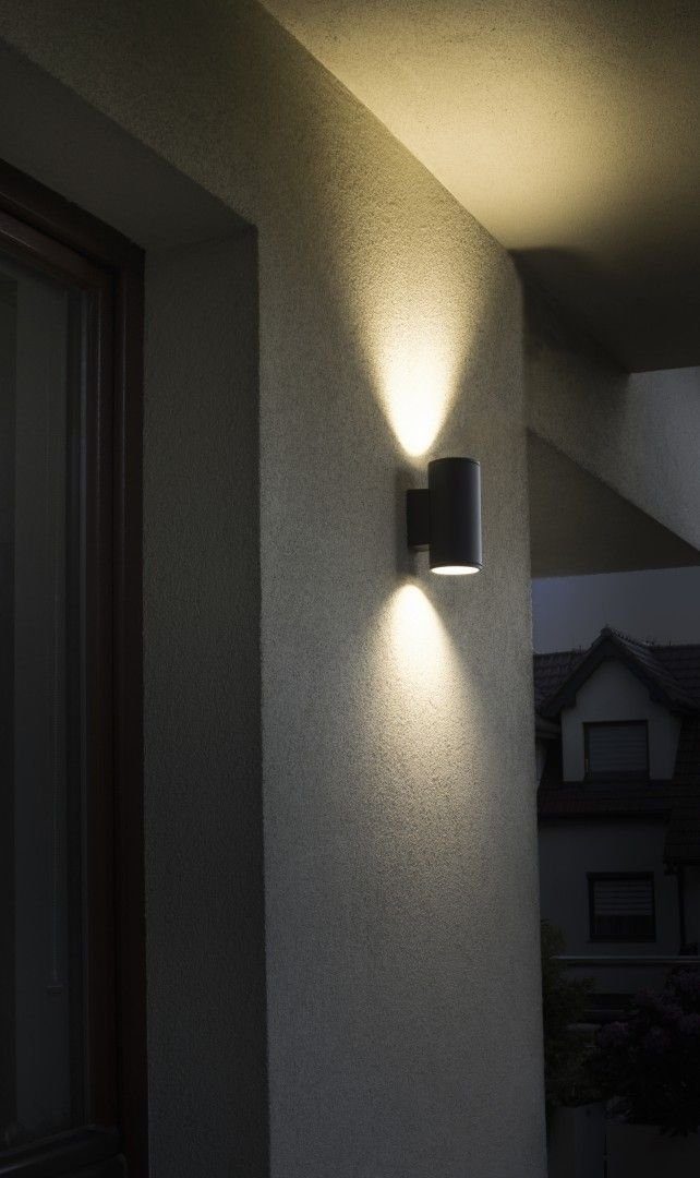 2x cm Aluguss Fassadenstrahler 19 ONTARIO, Leuchtmittel, Licht-Erlebnisse Down IP54 ohne Up Anthrazit Außen-Wandleuchte GU10 H: