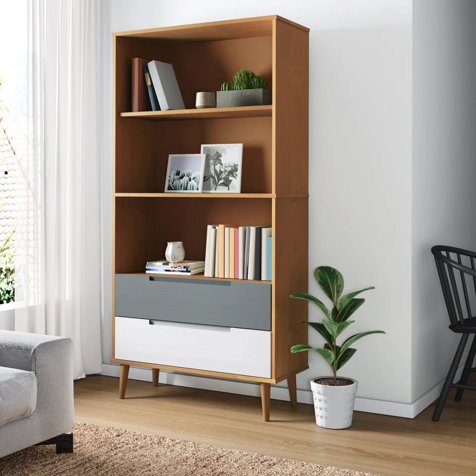 furnicato Bücherregal MOLDE Braun 85x35x170,5 cm Massivholz Kiefer