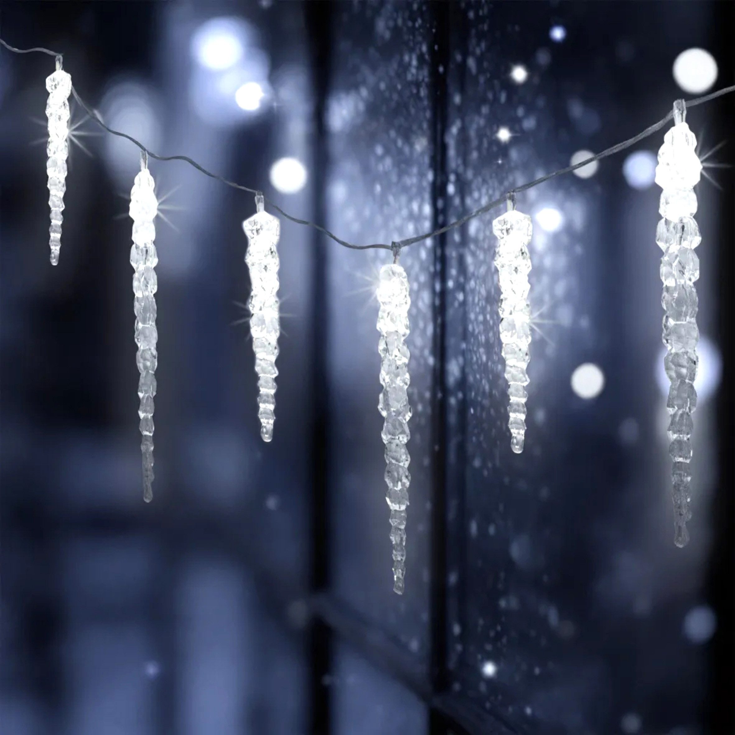 Spetebo LED-Lichterkette LED Eiszapfen Lichterkette für Außen, 20-flammig, mit Timer und 8 Leuchtfunktionen