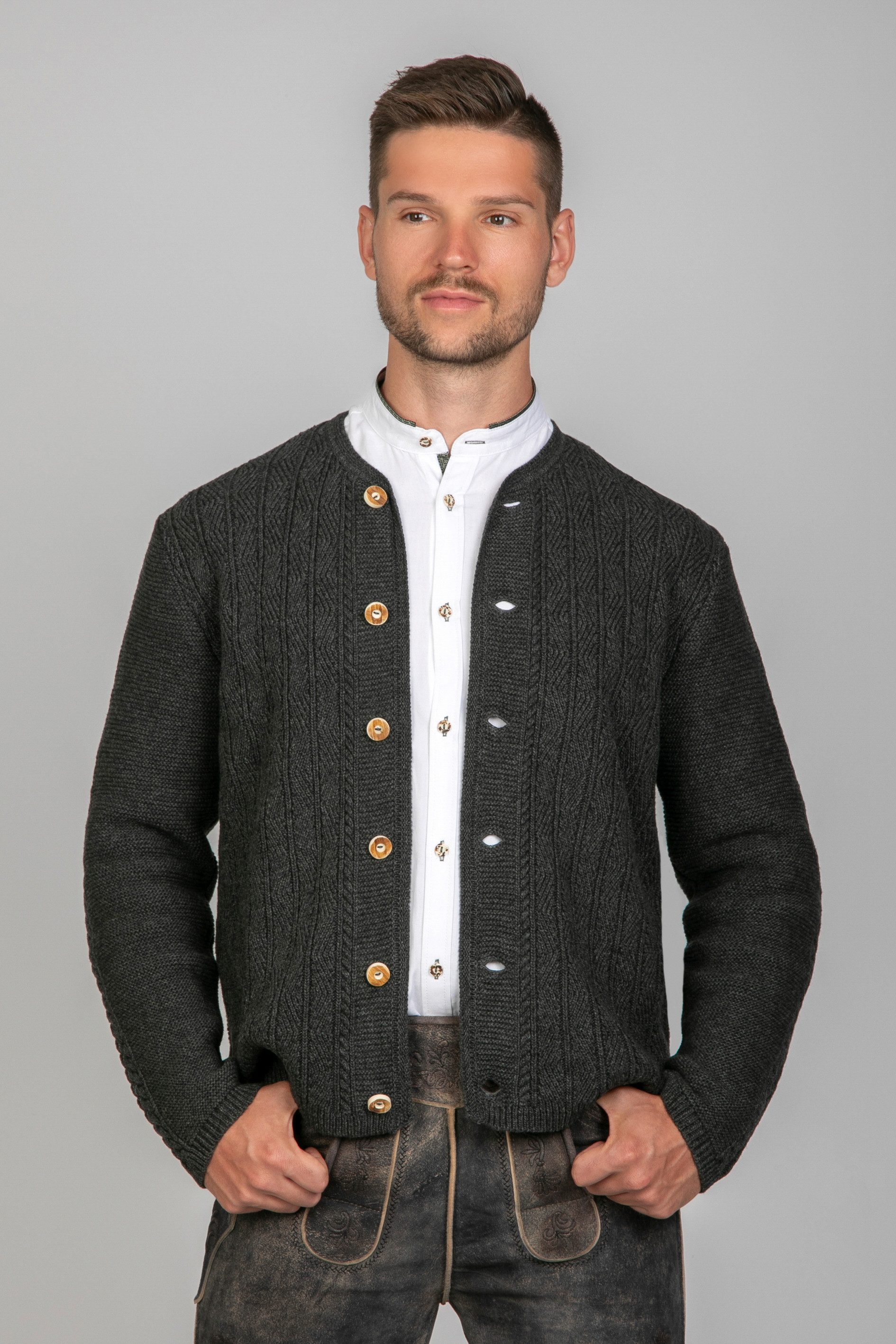 Edelnice Trachtenstrickjacke Leo Dunkelgrau