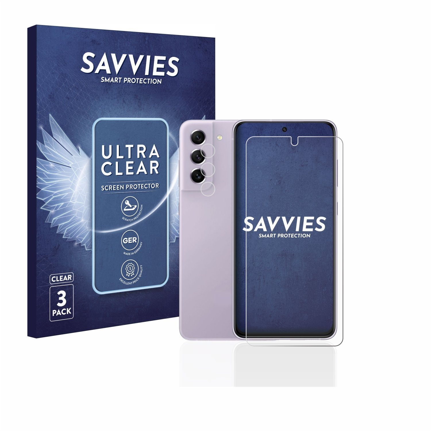 Savvies Displayschutzfolie Schutzfolie für Samsung Galaxy S21 FE 5G (Display+Kamera), 6 Stück, Displayschutz Schutz Folie Klar Transparent