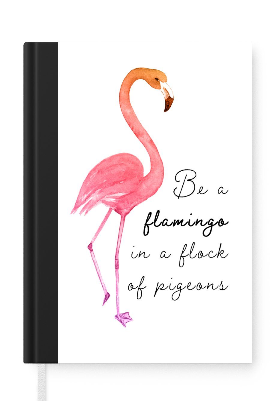 MuchoWow Notizbuch Orange - Flamingo - Zitat, Journal, Merkzettel, Tagebuch, Notizheft, A5, 98 Seiten, Haushaltsbuch