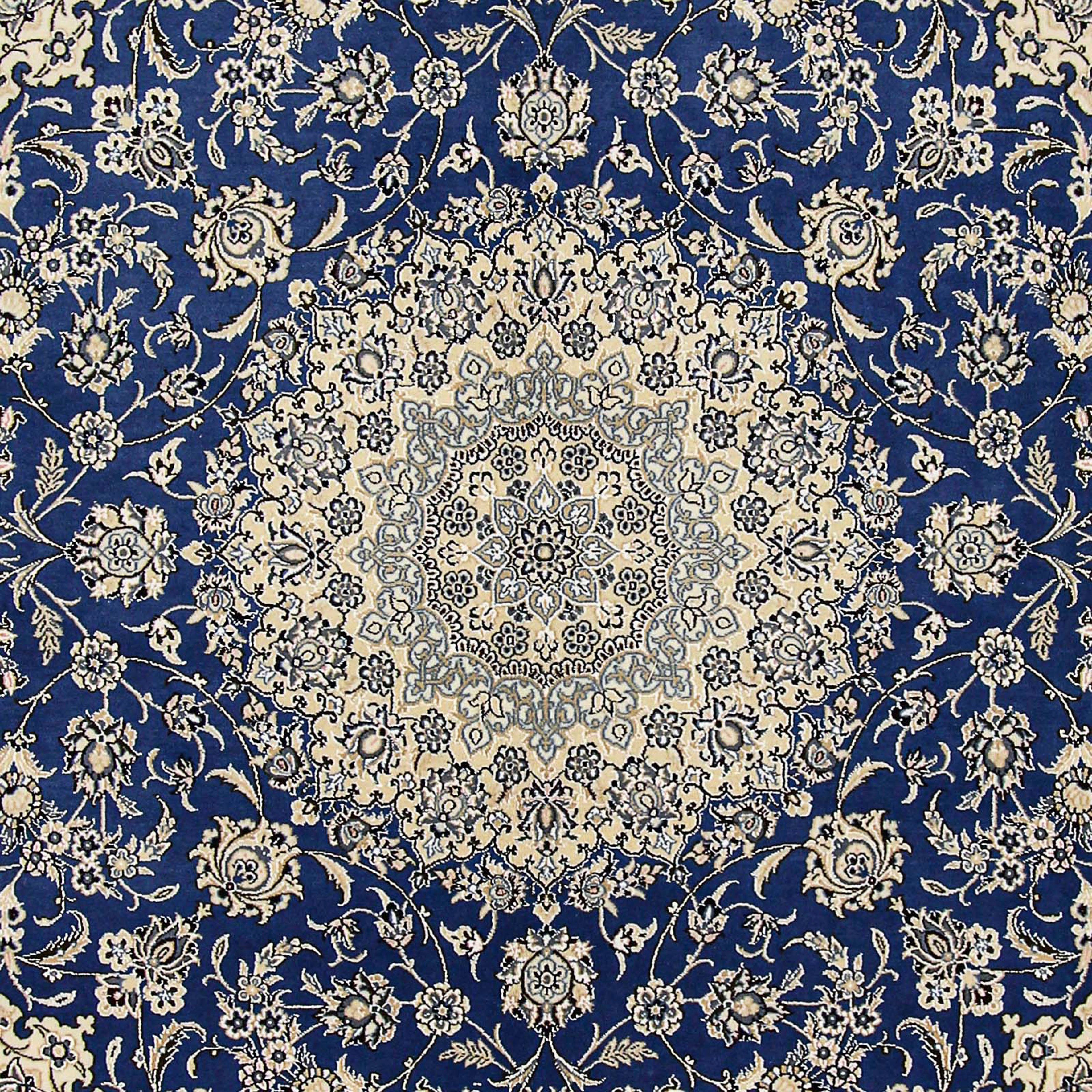 Orientteppich Perser - Royal mit cm Einzelstück blau, x mm, - Wohnzimmer, 10 Zertifikat 250 - - morgenland, Höhe: 250 Handgeknüpft, quadratisch Nain quadratisch