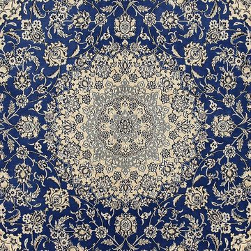 Orientteppich Perser - Nain - Royal quadratisch - 250 x 250 cm - blau, morgenland, quadratisch, Höhe: 10 mm, Wohnzimmer, Handgeknüpft, Einzelstück mit Zertifikat