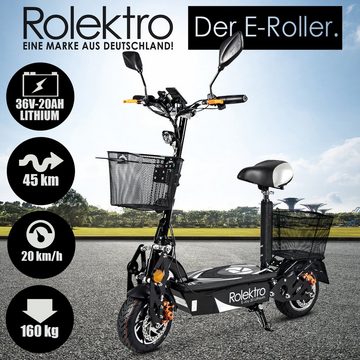 Rolektro Sitzscooter Rolektro E-Joy 20 Lithium, 20 km/h, (mit Schutzblech), mit Straßenzulassung, bis zu 45 km Reichweite, klappbar