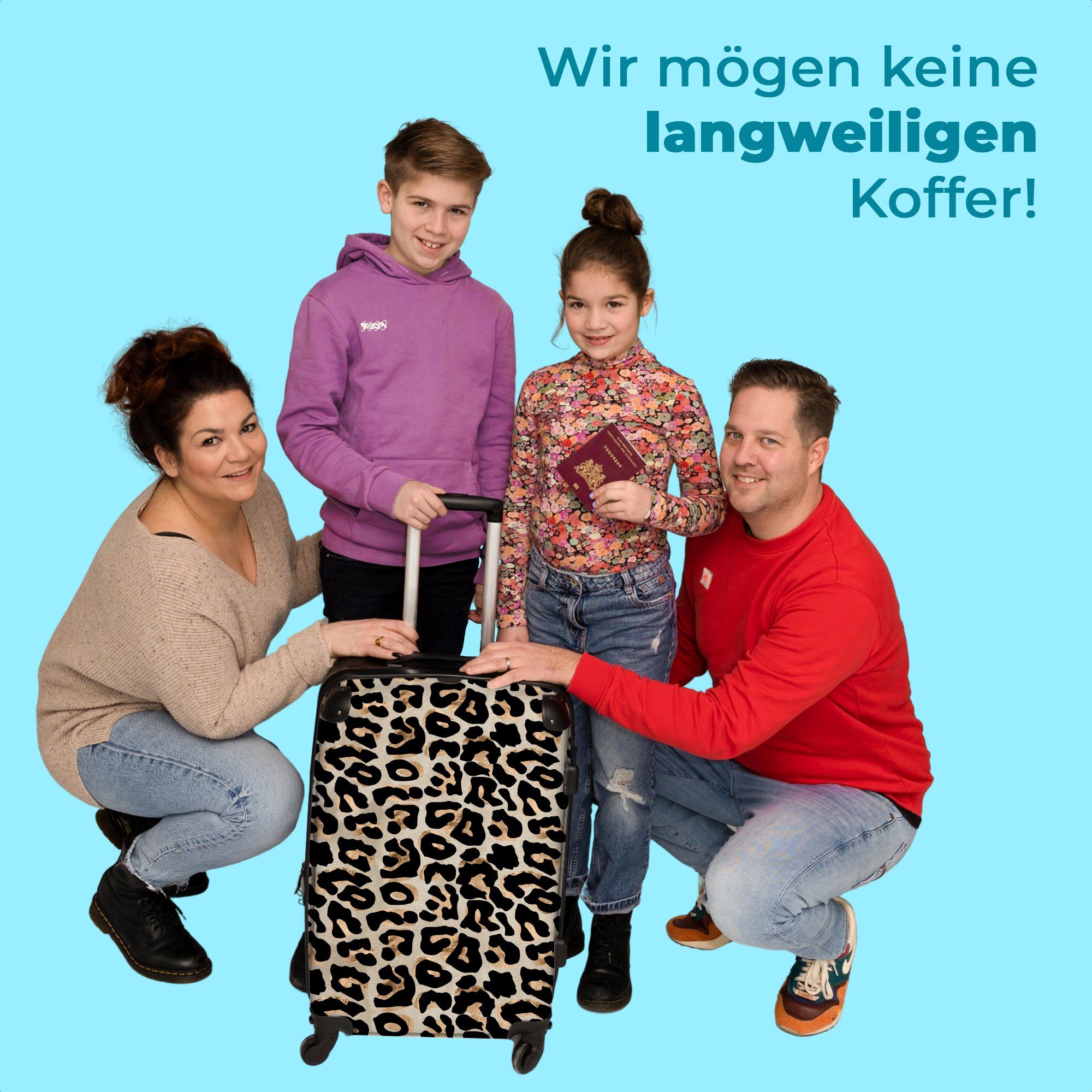 67x43x25cm 4 Trolley Große Reisekoffer mit - Panther, - NoBoringSuitcases.com© Braun 4 Rollkoffer Rollen - Rollen, Aufgabegepäck Tiermuster Koffer