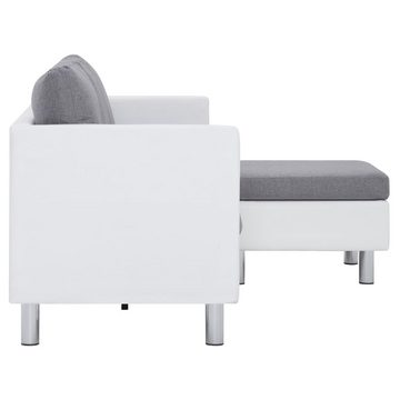 vidaXL Sofa 3-Sitzer-Sofa mit Kissen Weiß Kunstleder