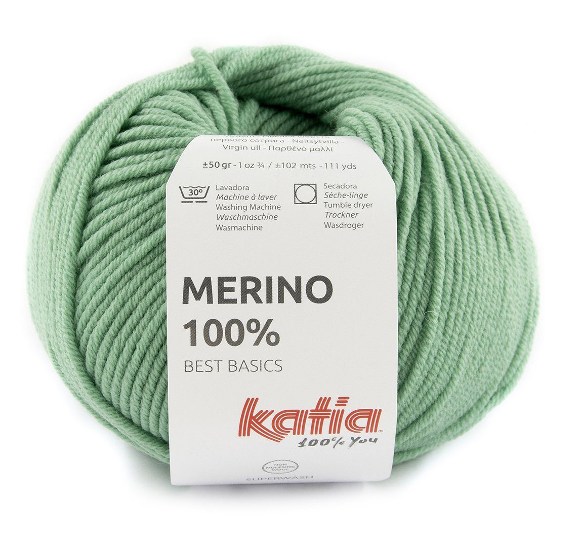 Katia Merino 100%, Wolle reine Merinowolle zum Stricken und Häkeln Häkelwolle, 102,00 m (50g Merino, Strickwolle, Strickgarn, Handstrickgarn, Merinogarn), mulesingfrei, trocknergeeignet