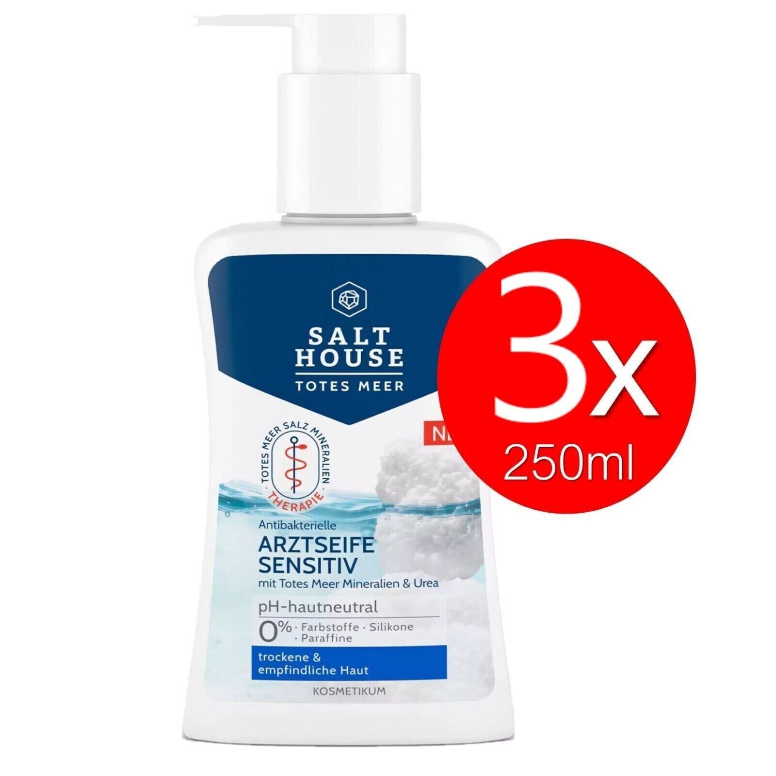 Safi Totes Meerprodukte Handseife Totes Meer Arztseife Sensitiv Seifenspender Handreinigung Hautpflege, 3-tlg., Antibakterielle Seife für trockene und empfindliche Haut