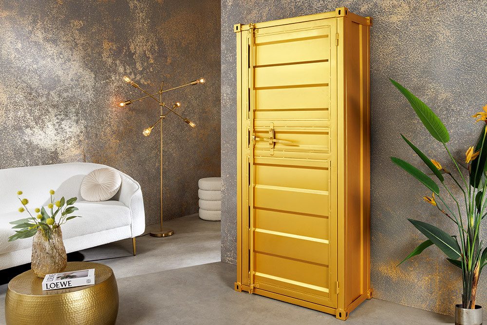 riess-ambiente Hochschrank GLOBETROTTER 180cm gold - Eisen, Mango, Containe günstig online kaufen