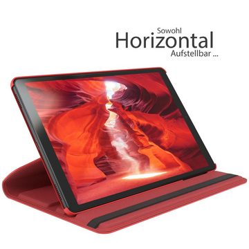 EAZY CASE Tablet-Hülle Rotation Case Samsung Galaxy Tab A 10.1 10,1 Zoll, Tabletcase Flipcover Smart kratzfest Hülle aufstellbar drehend Rot