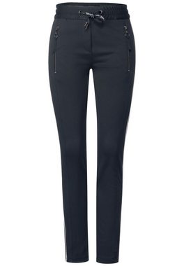 Cecil Jogg Pants Cecil Casual Fit Hose mit Zipper in Deep Blue (1-tlg) Tunnelzugbändchen