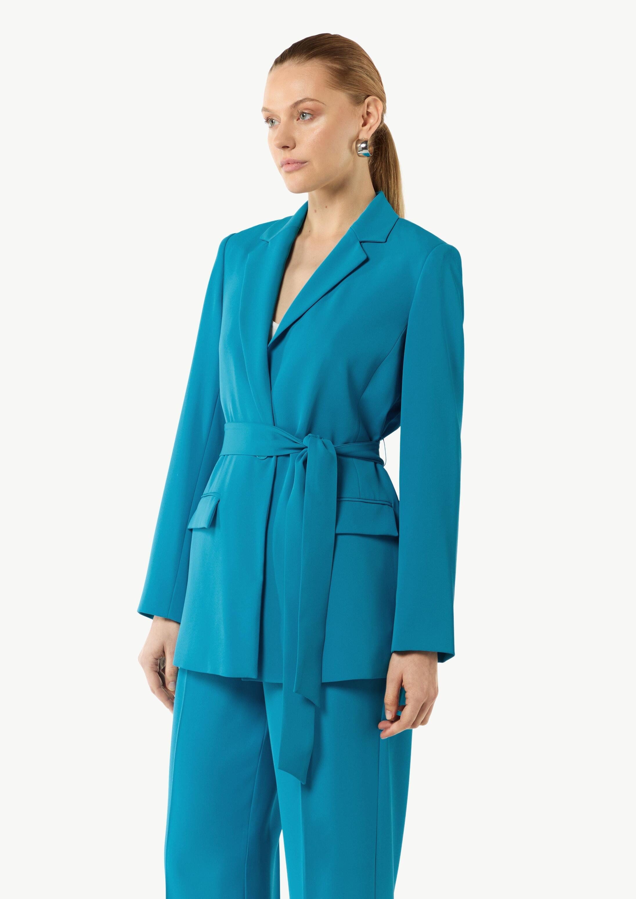 comma Jackenblazer Indoor-Blazer Fließender Longblazer mit Bindegürtel