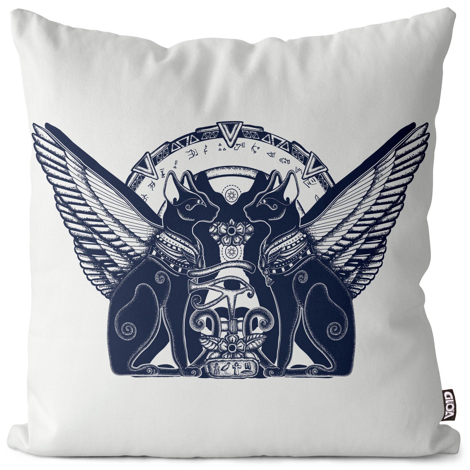 Kissenbezug, VOID (1 Stück), Sofa-Kissen Ägypten Katzen Wächter Sphinx altes ägypten hieroglyphe flügel horus skarabäus anubis katze kunst Urlaub Reise Wüste gott ornament