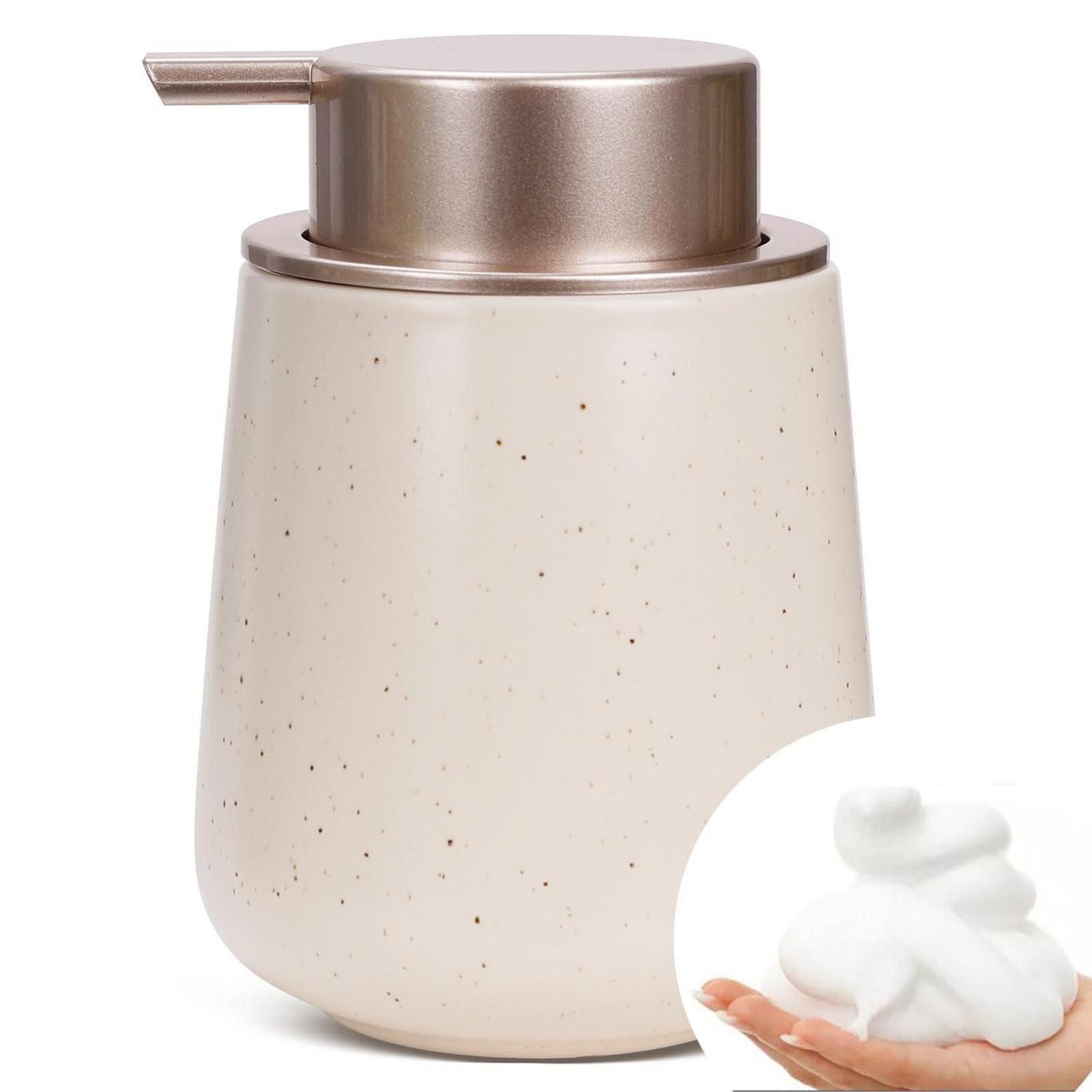 LuxusKollektion Seifenspender Keramik Seifenspender Beige 350ml Nachfüllbar