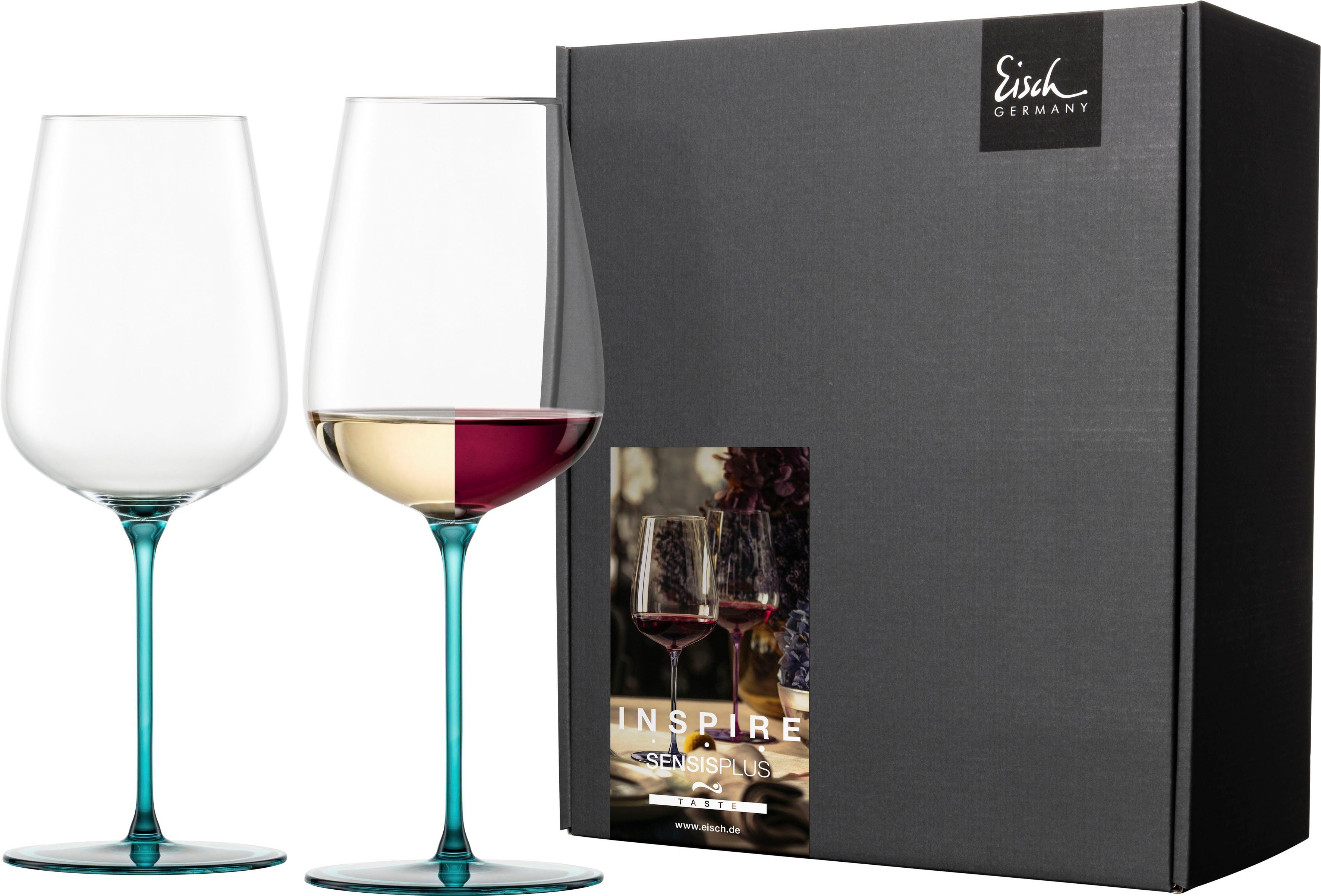 Eisch Germany Weinglas INSPIRE SENSISPLUS, Made in Germany, 2-tlg., Kristallglas, die Veredelung der Stiele erfolgt in Handarbeit, 2-teilig